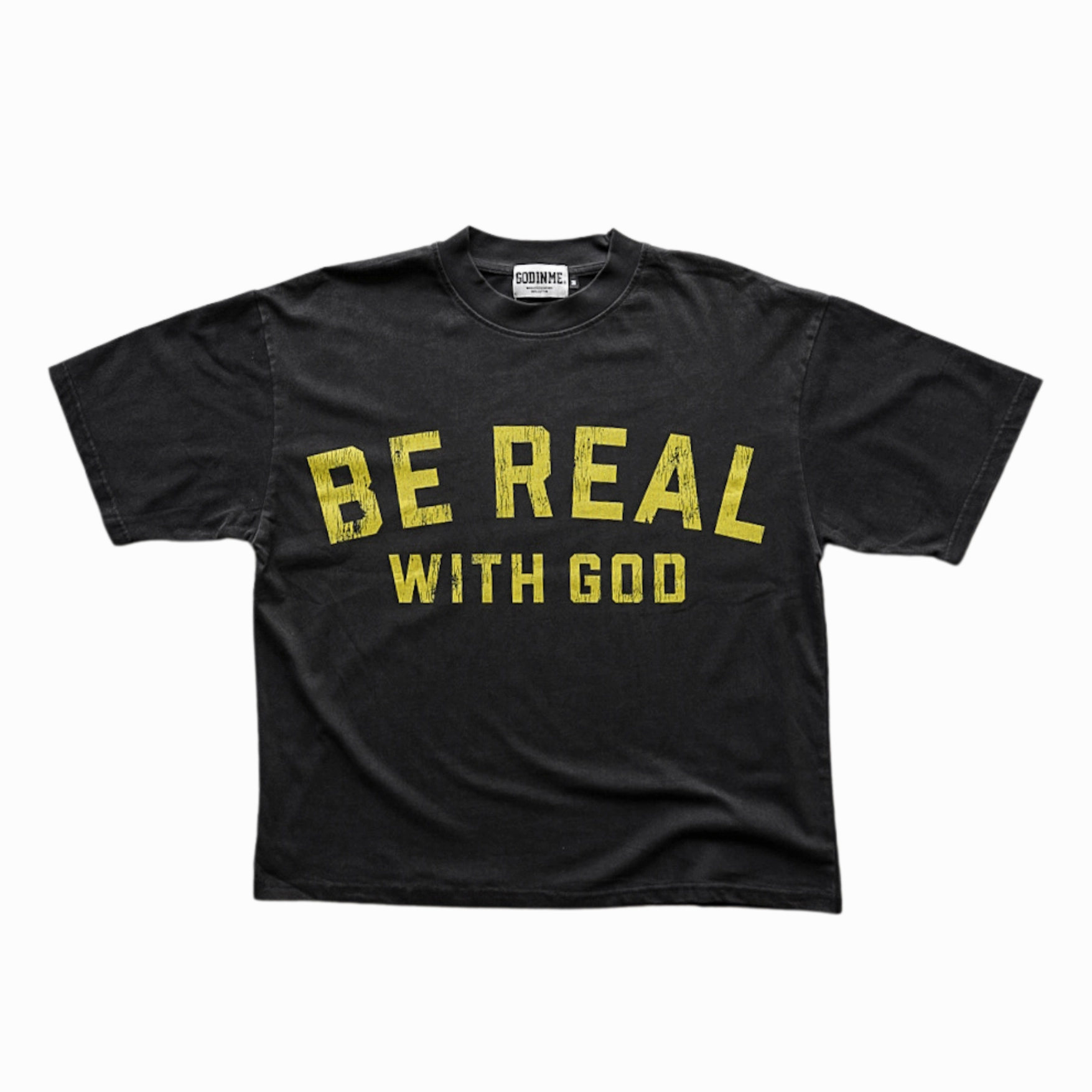 "BE REAL W/ GOD" BOXY TEE (BLACK)