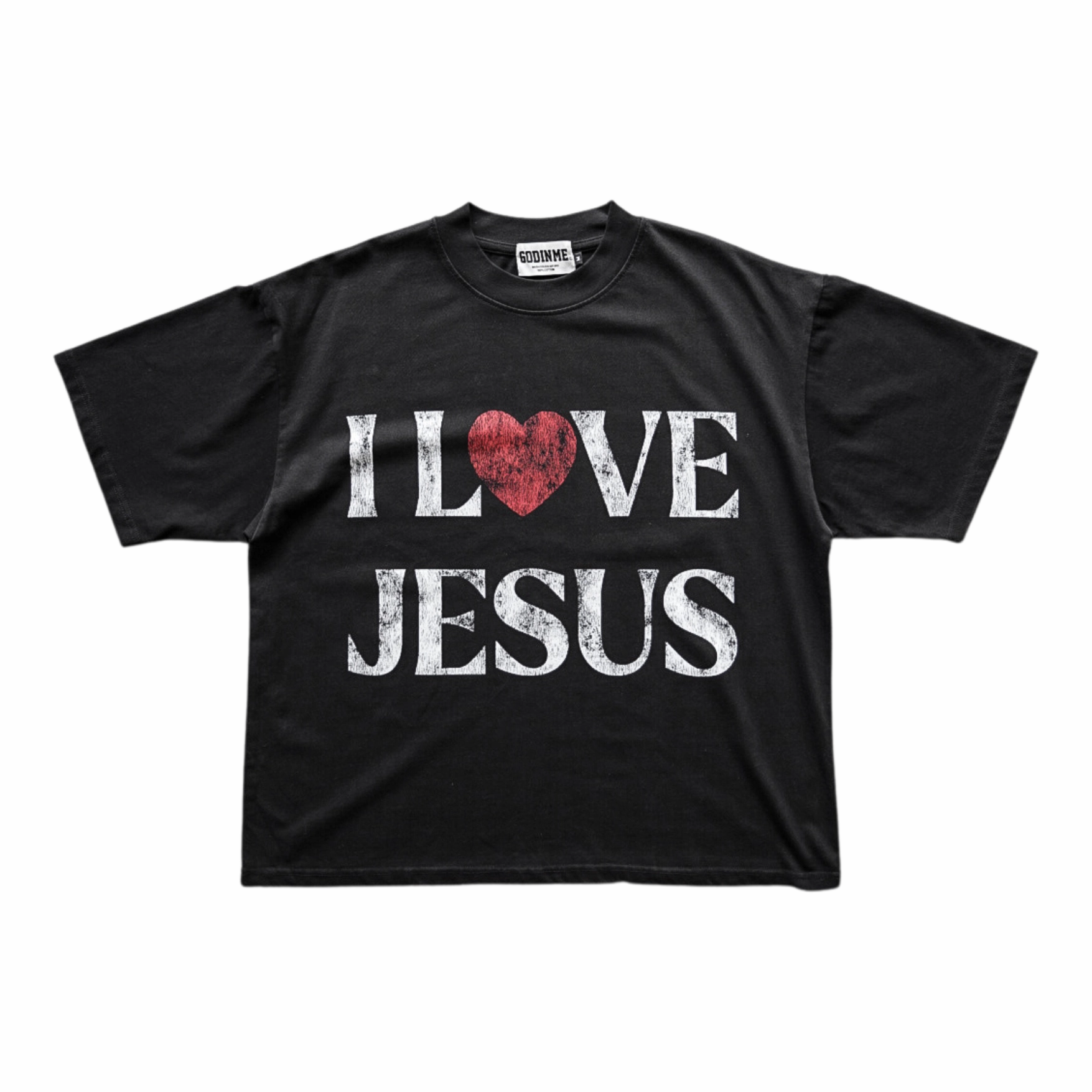 "I LOVE JESUS" BOXY TEE (BLACK)