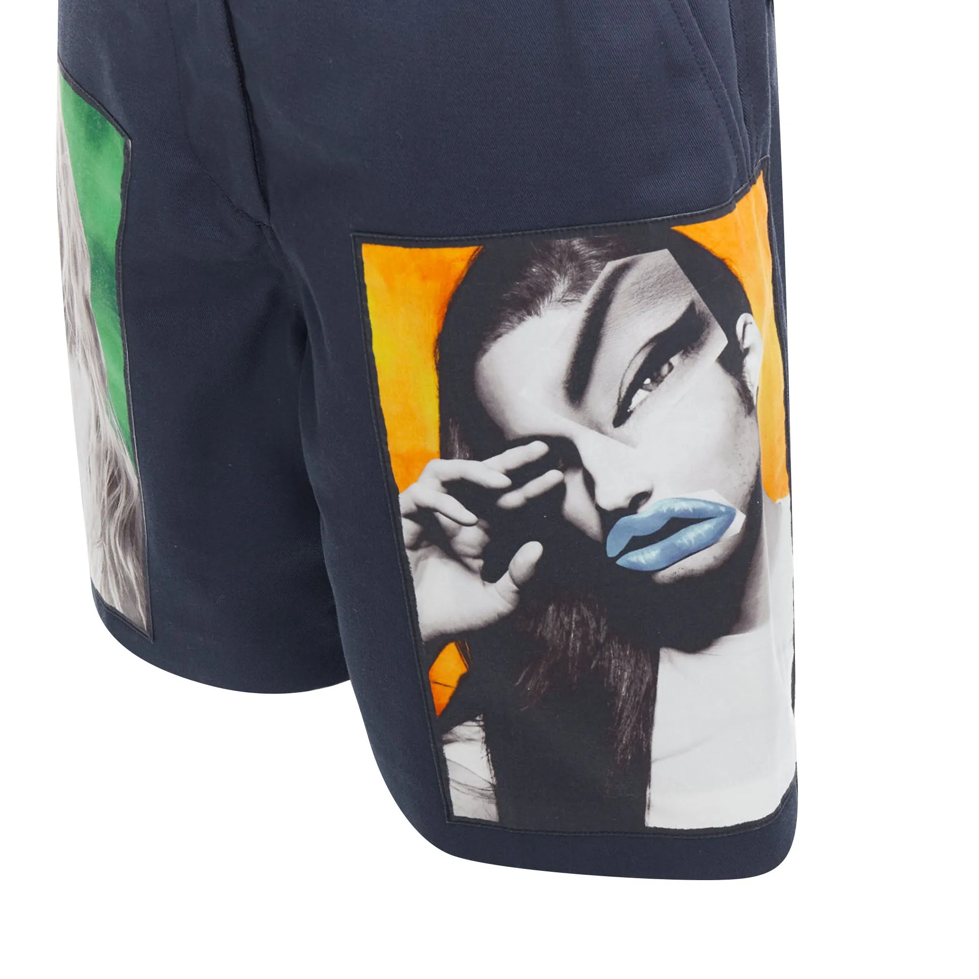 Acnestudios eora vermina collage portrait print bermuda shorts