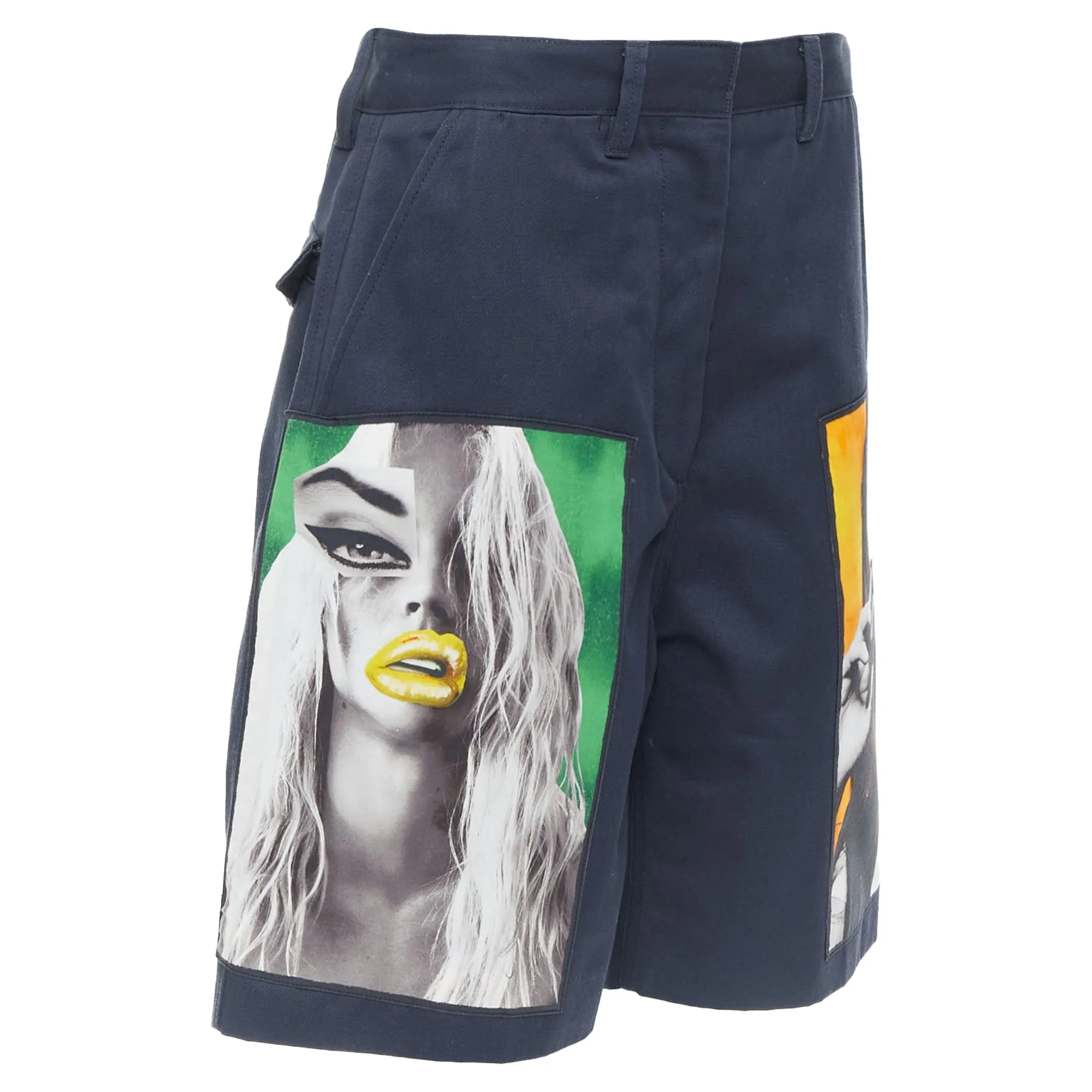 Acnestudios eora vermina collage portrait print bermuda shorts