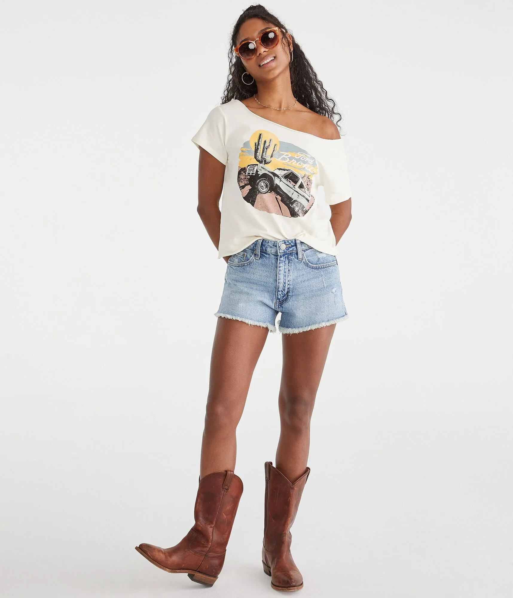 Aeropostale Curvy Vintage High-Rise Denim Shorty Shorts