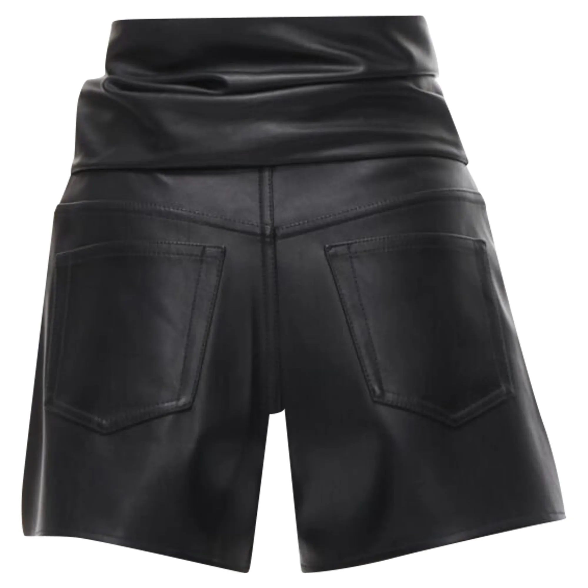 Alexander Wang faux leather silver studded draped wrap tie shorts