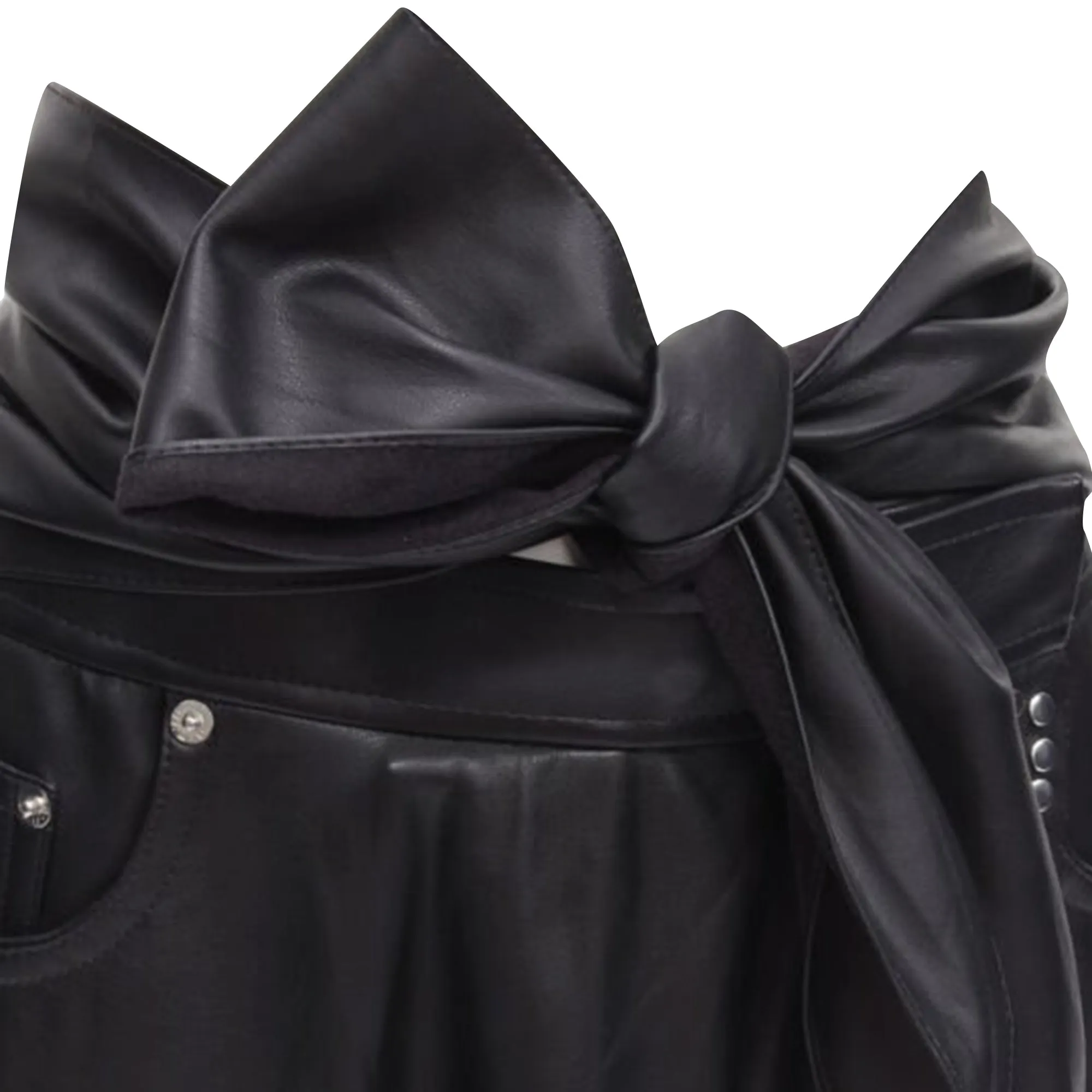Alexander Wang faux leather silver studded draped wrap tie shorts
