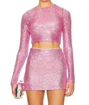 All Night Skort In Party Pink Sequins