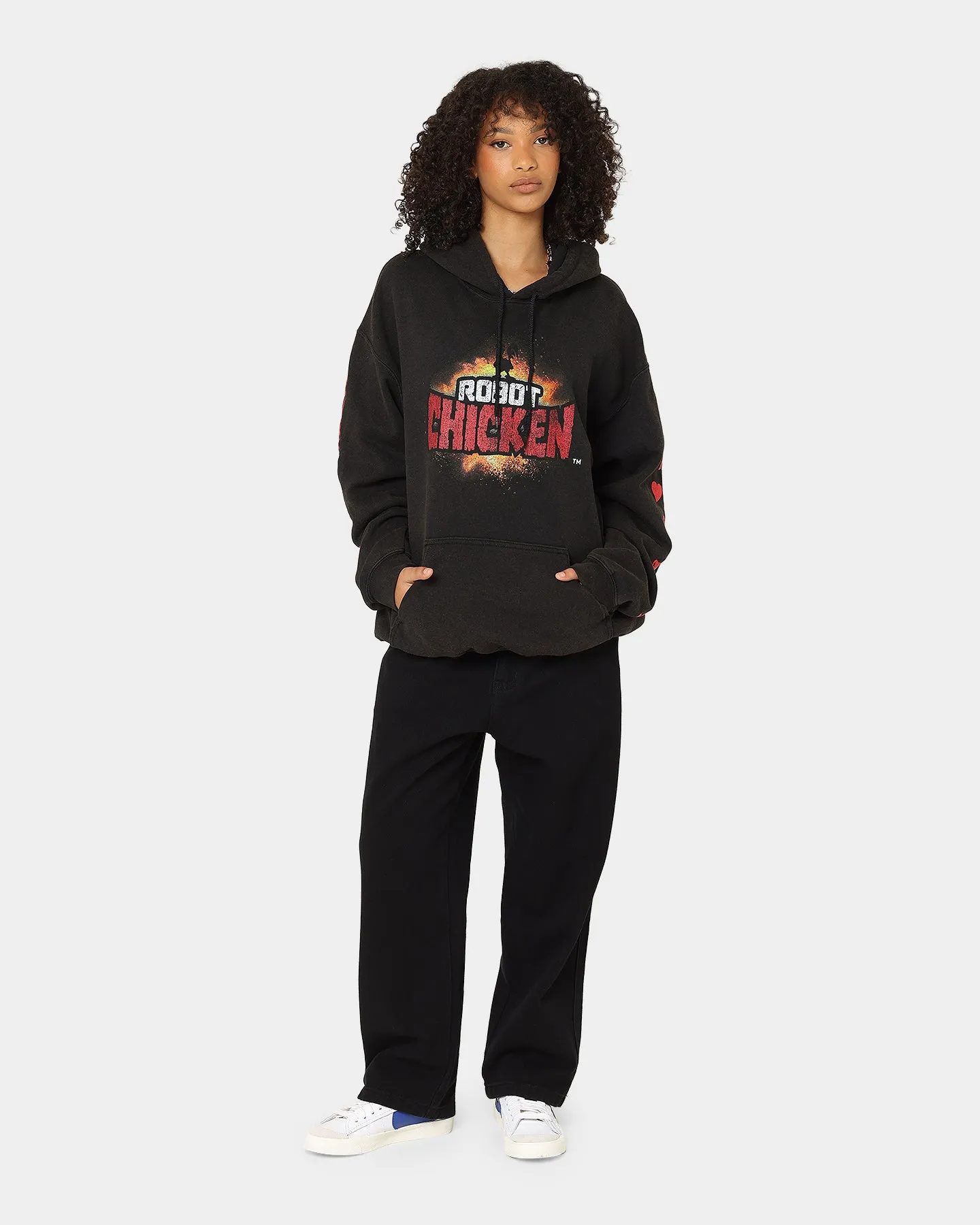 American Thrift Chicken Boom Vintage Hoodie Black Wash