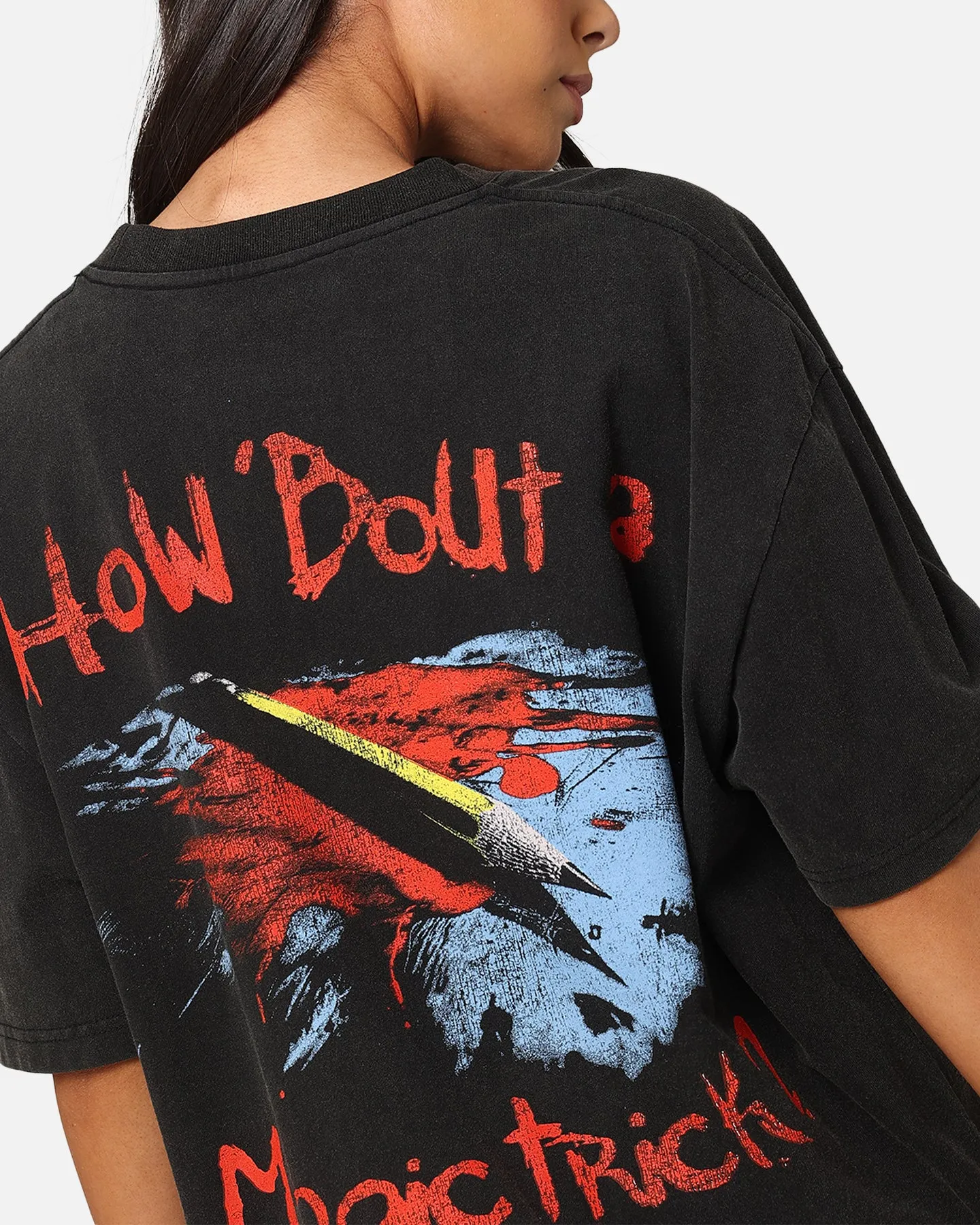 American Thrift X DC Batman The Joker Magic Trick Heavy T-Shirt Vintage Black