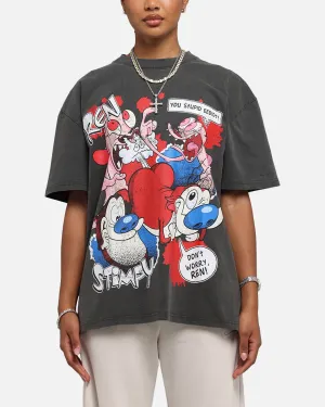 American Thrift X Nickelodeon Ren And Stimpy Heavy T-Shirt Black Wash