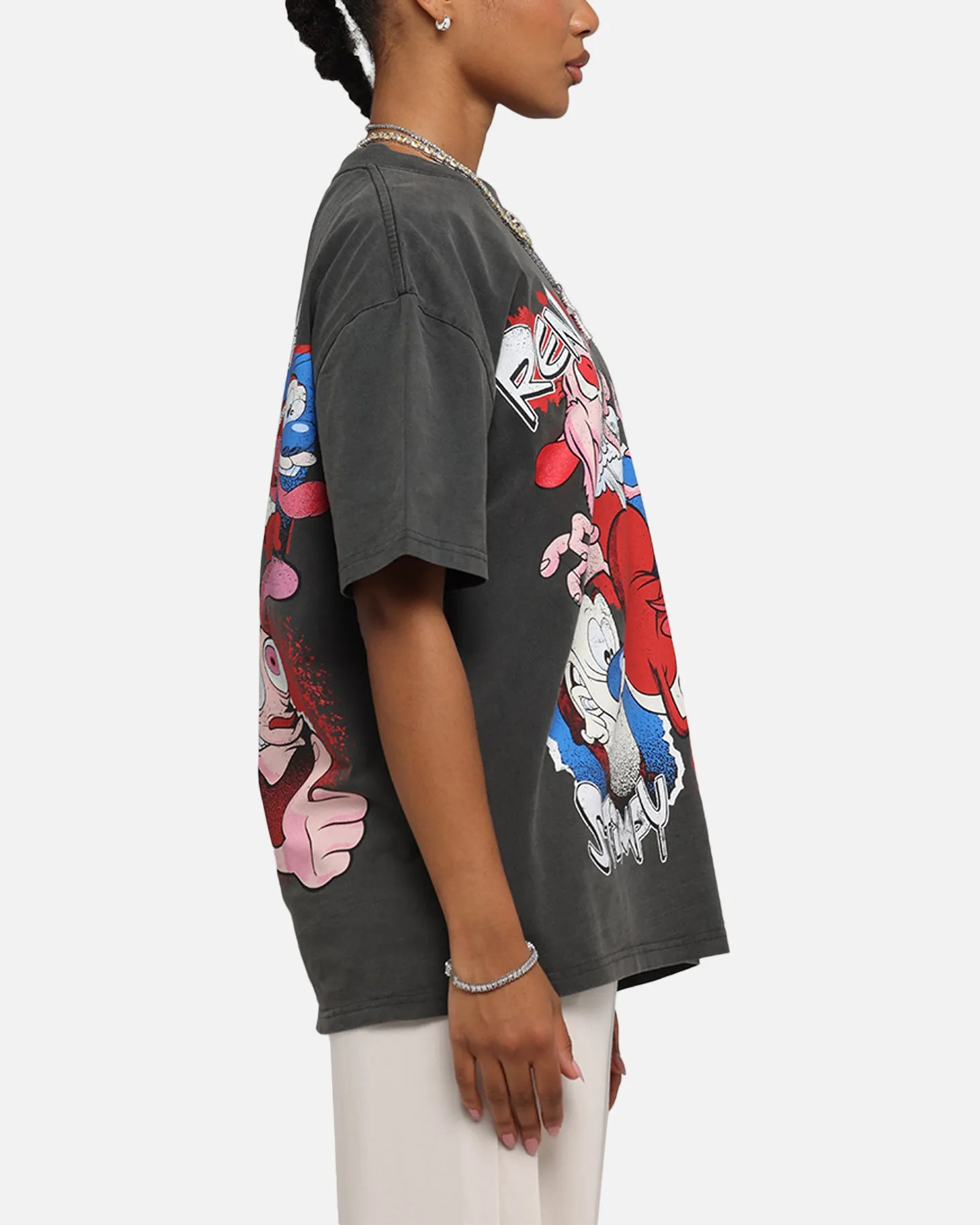 American Thrift X Nickelodeon Ren And Stimpy Heavy T-Shirt Black Wash