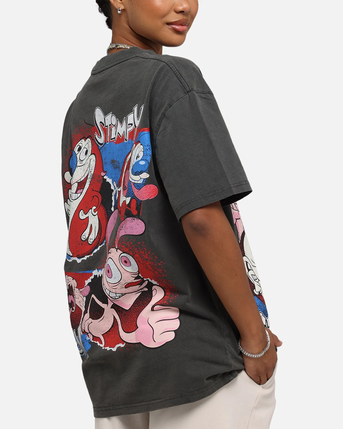 American Thrift X Nickelodeon Ren And Stimpy Heavy T-Shirt Black Wash