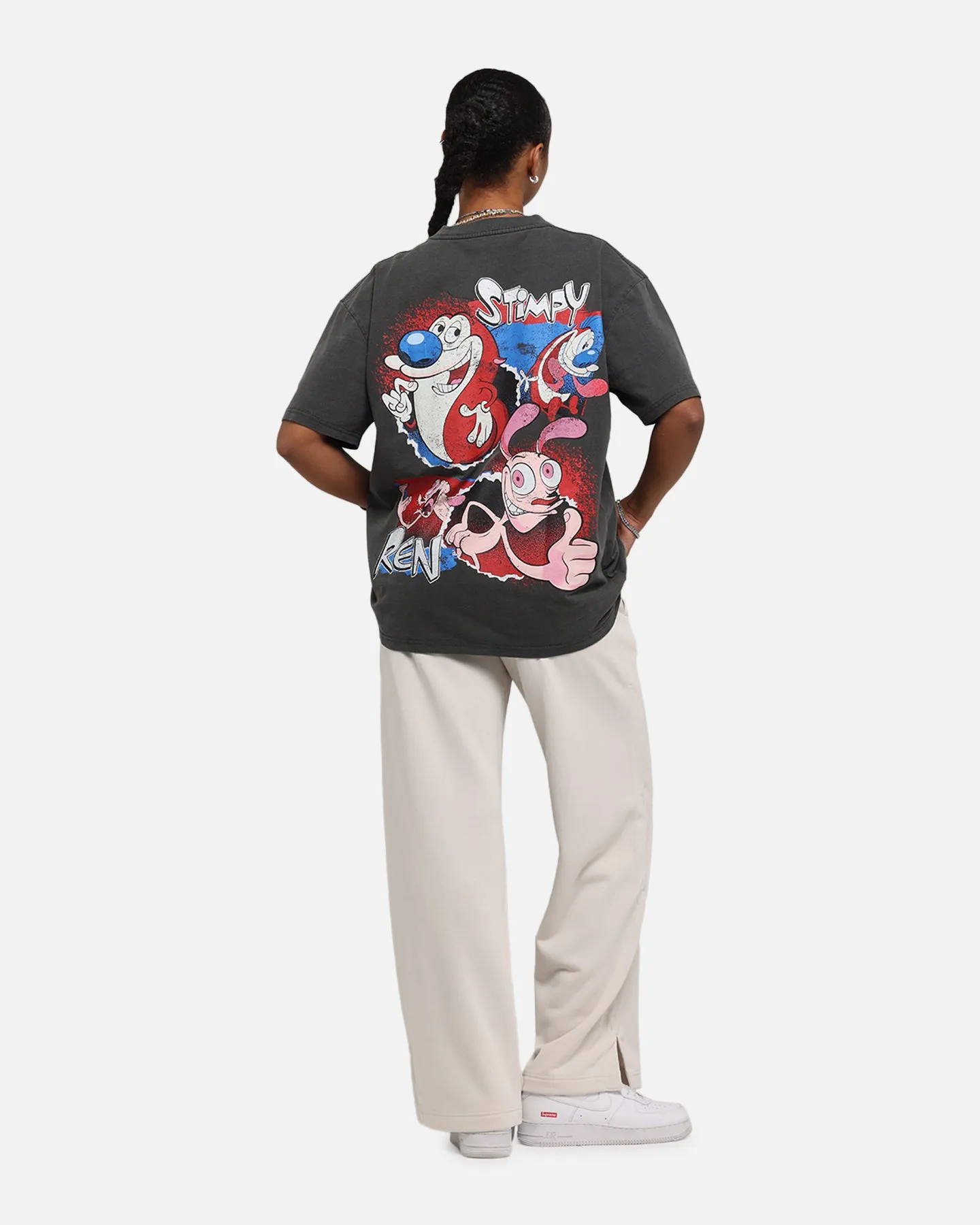 American Thrift X Nickelodeon Ren And Stimpy Heavy T-Shirt Black Wash