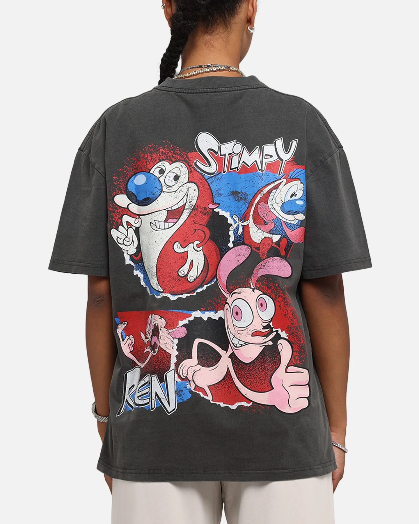 American Thrift X Nickelodeon Ren And Stimpy Heavy T-Shirt Black Wash