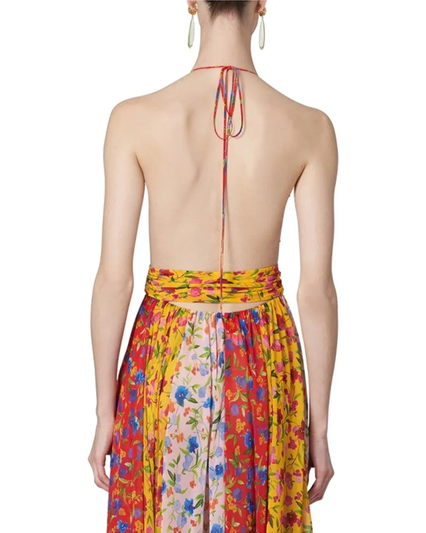Carolina Herrera Deep V Halter Neck Wrapped Waist Gown