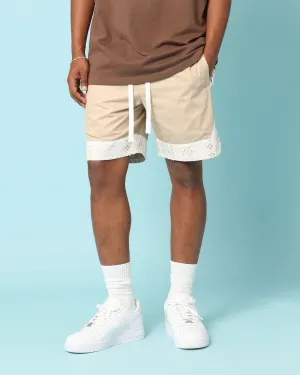 Carr Bandana Lace Shorts Stone