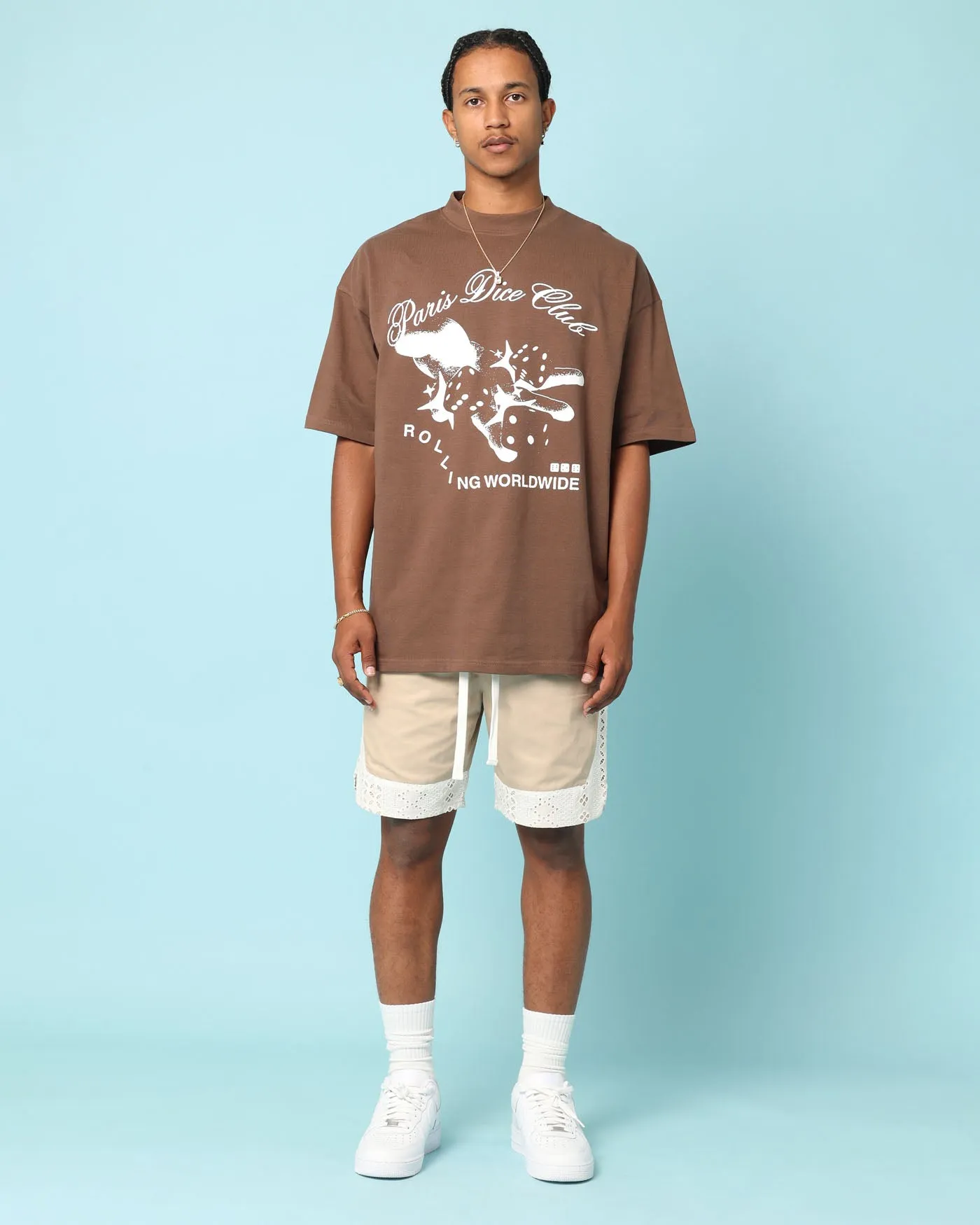 Carr Bandana Lace Shorts Stone