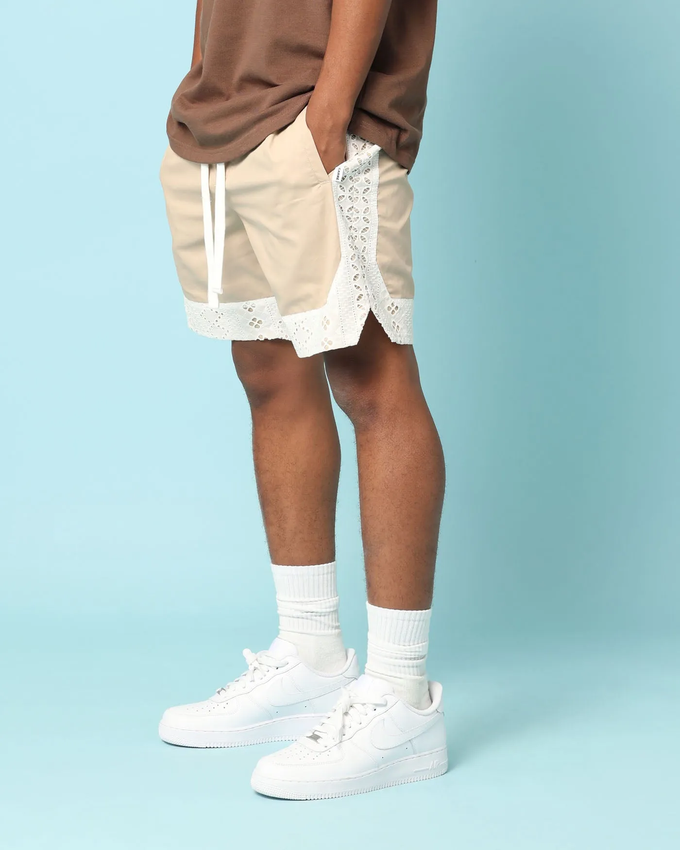 Carr Bandana Lace Shorts Stone
