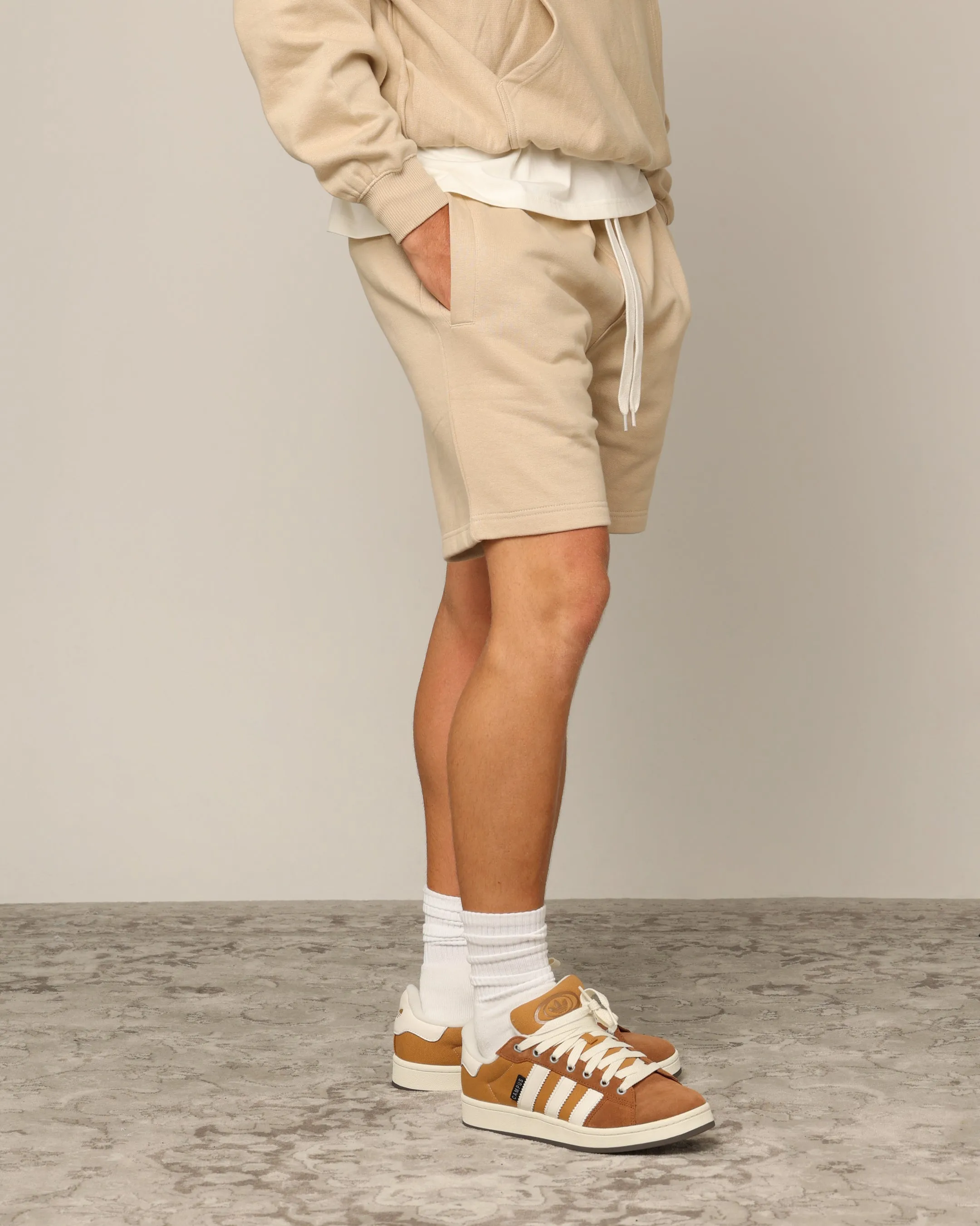 Carr Blanc Classic Sweat Shorts Stone
