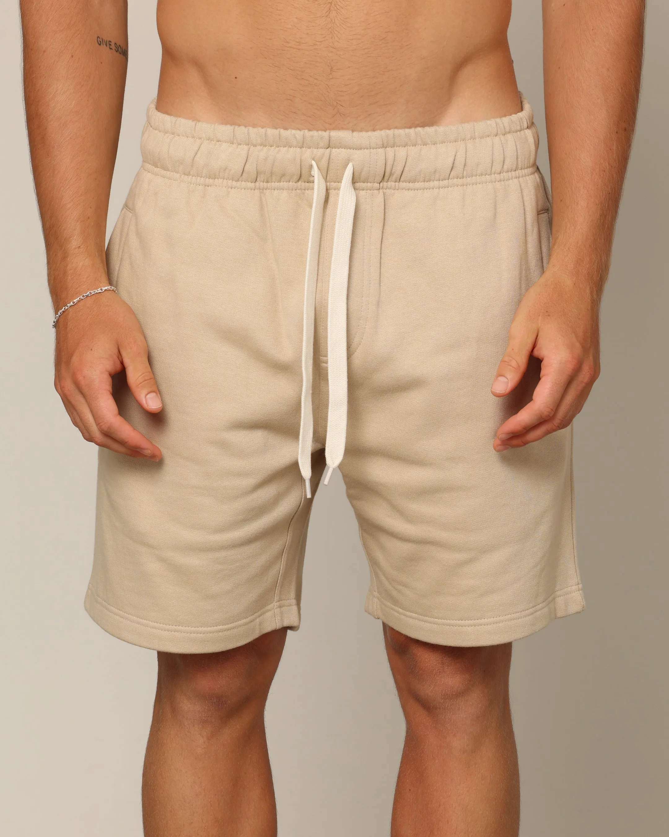 Carr Blanc Classic Sweat Shorts Stone