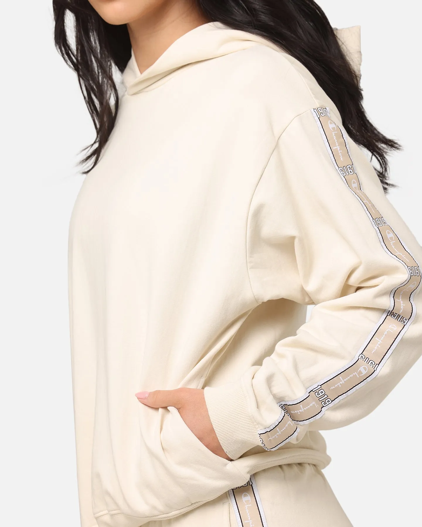 Champion Women's Lux Taping Hoodie Natural