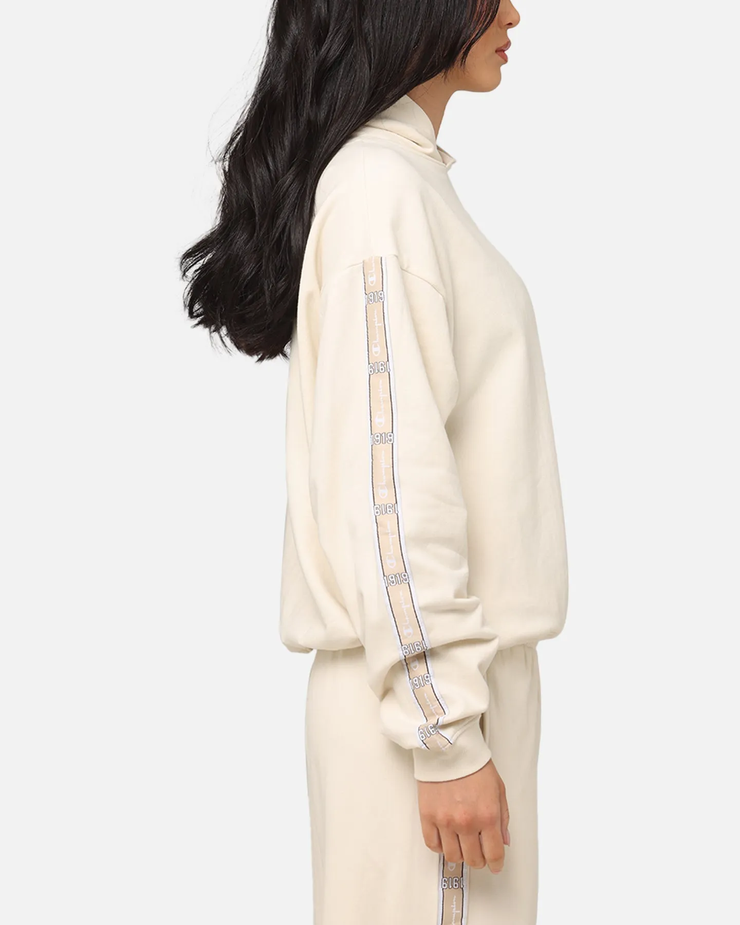 Champion Women's Lux Taping Hoodie Natural