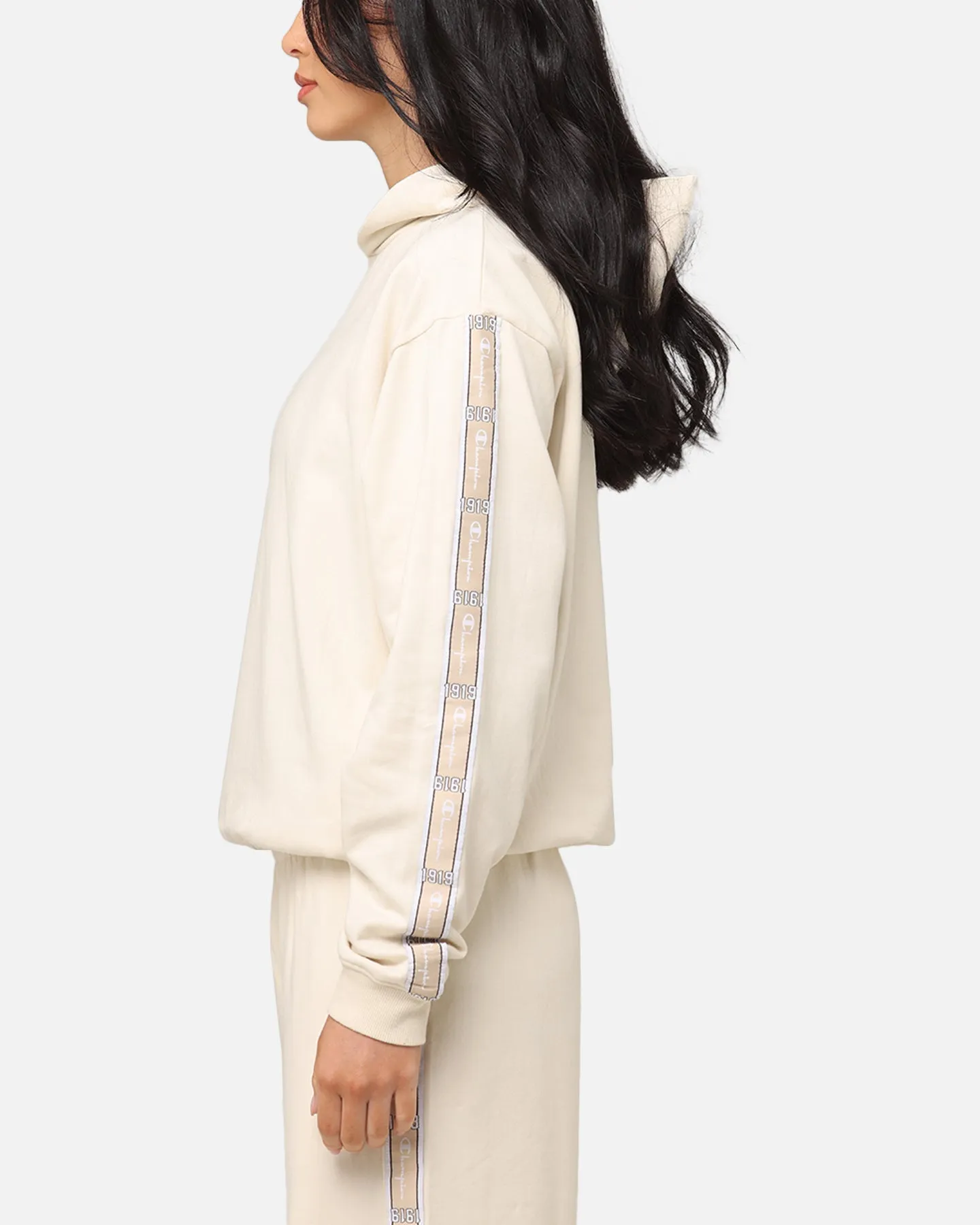 Champion Women's Lux Taping Hoodie Natural