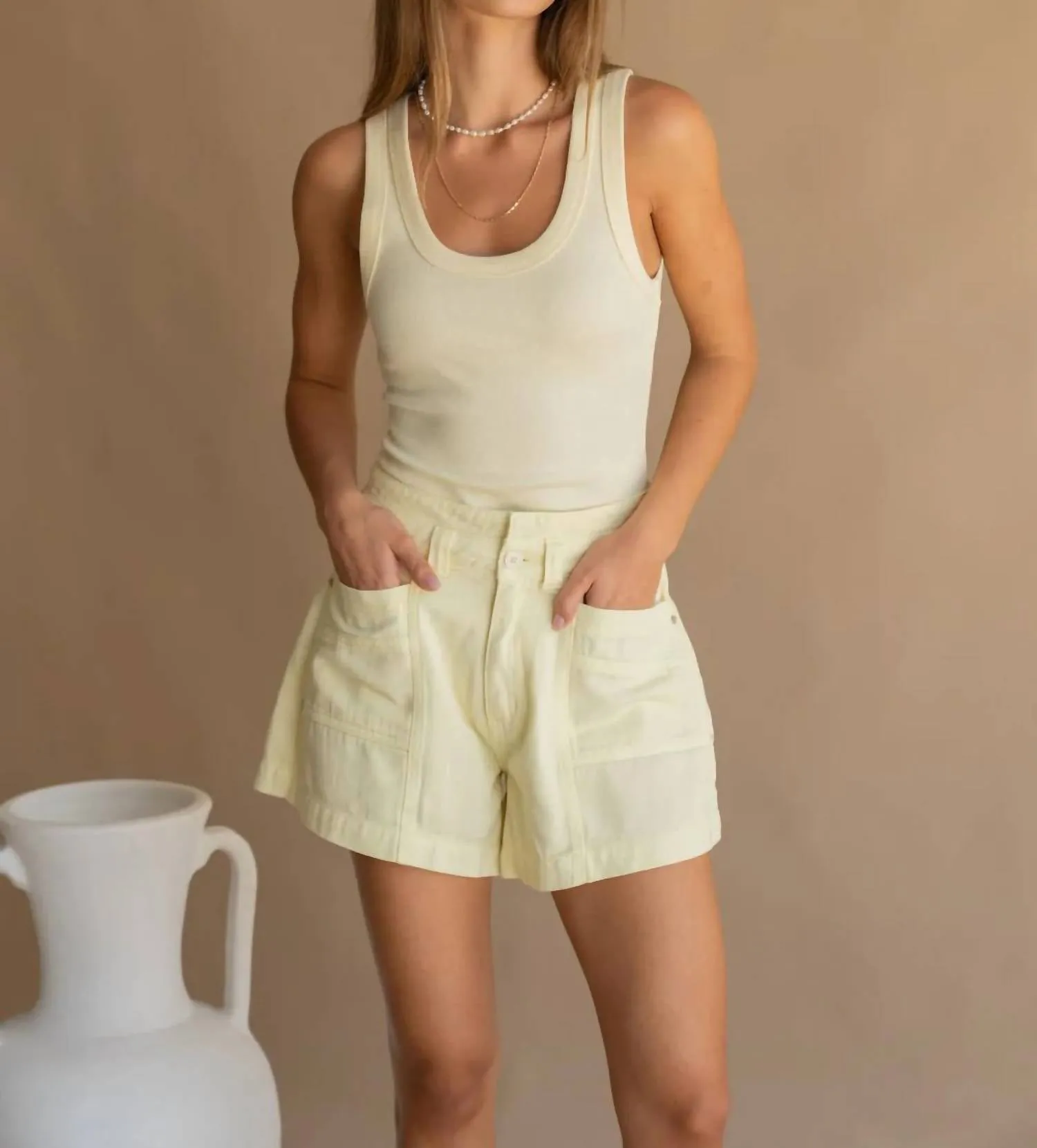 Cleo Denim Short In Lemon Butter