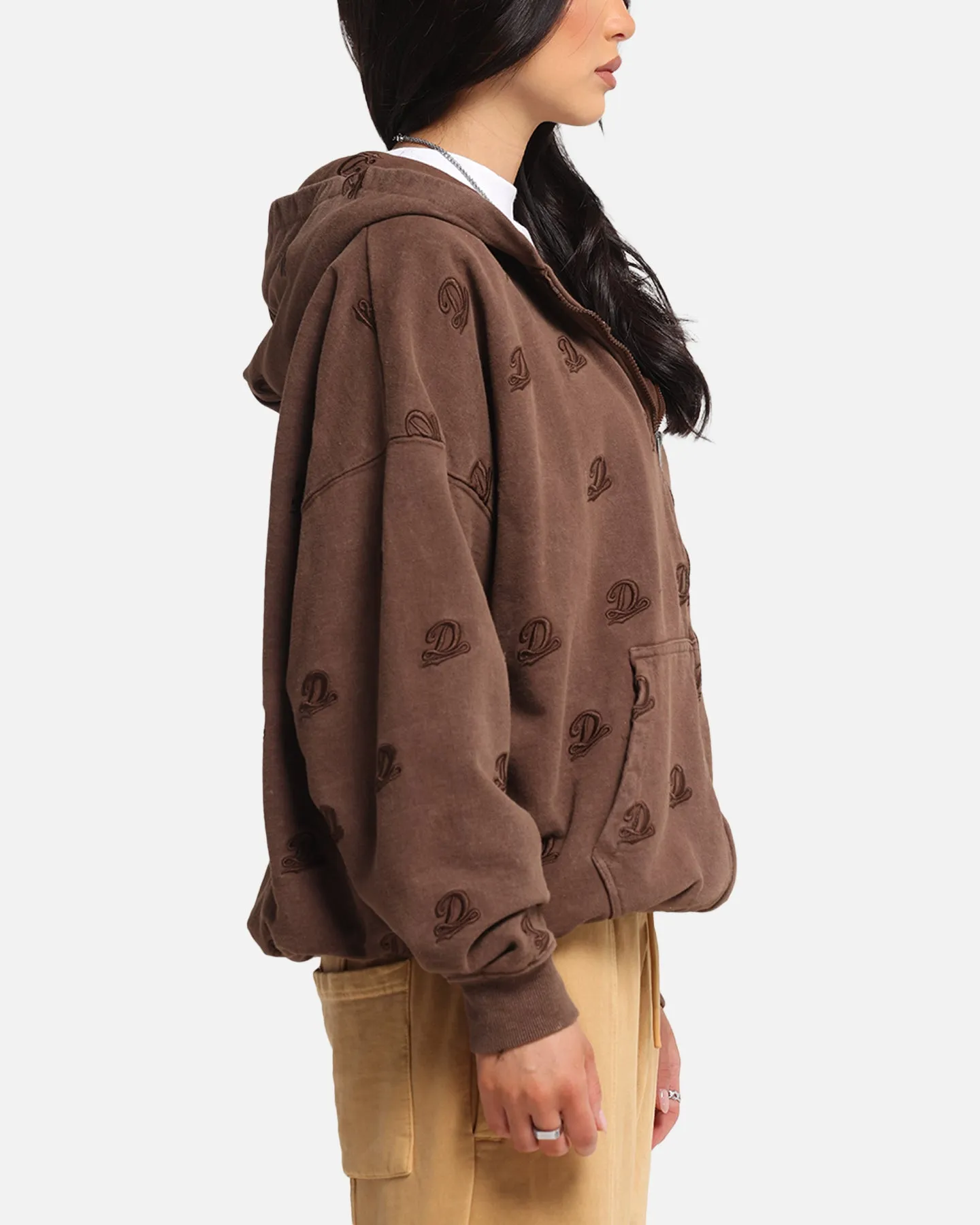 Dreamville Logo All Over Zip Hoodie Brown