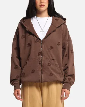 Dreamville Logo All Over Zip Hoodie Brown