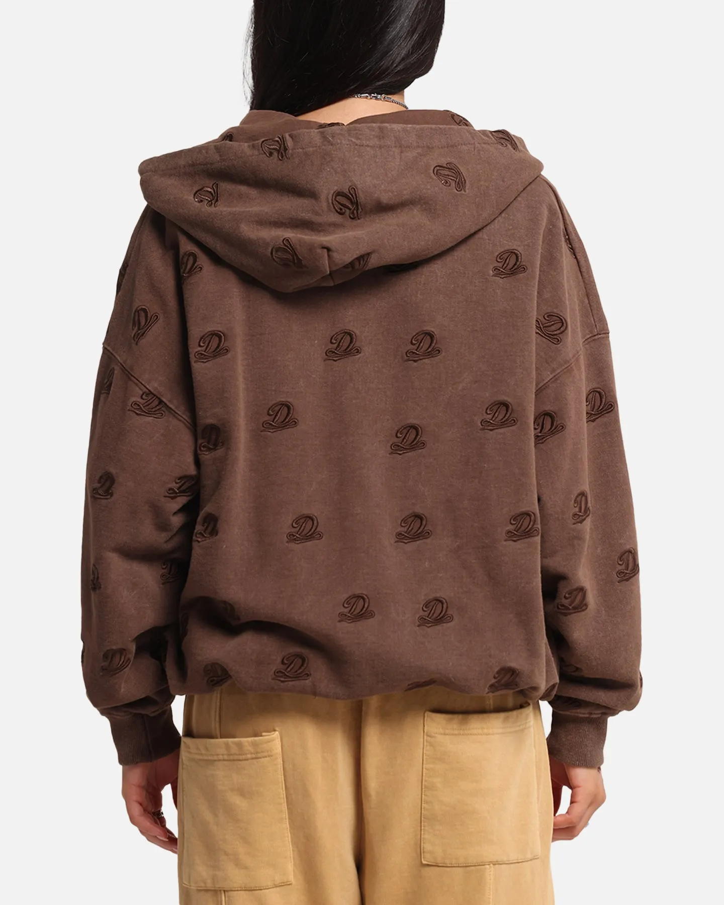 Dreamville Logo All Over Zip Hoodie Brown