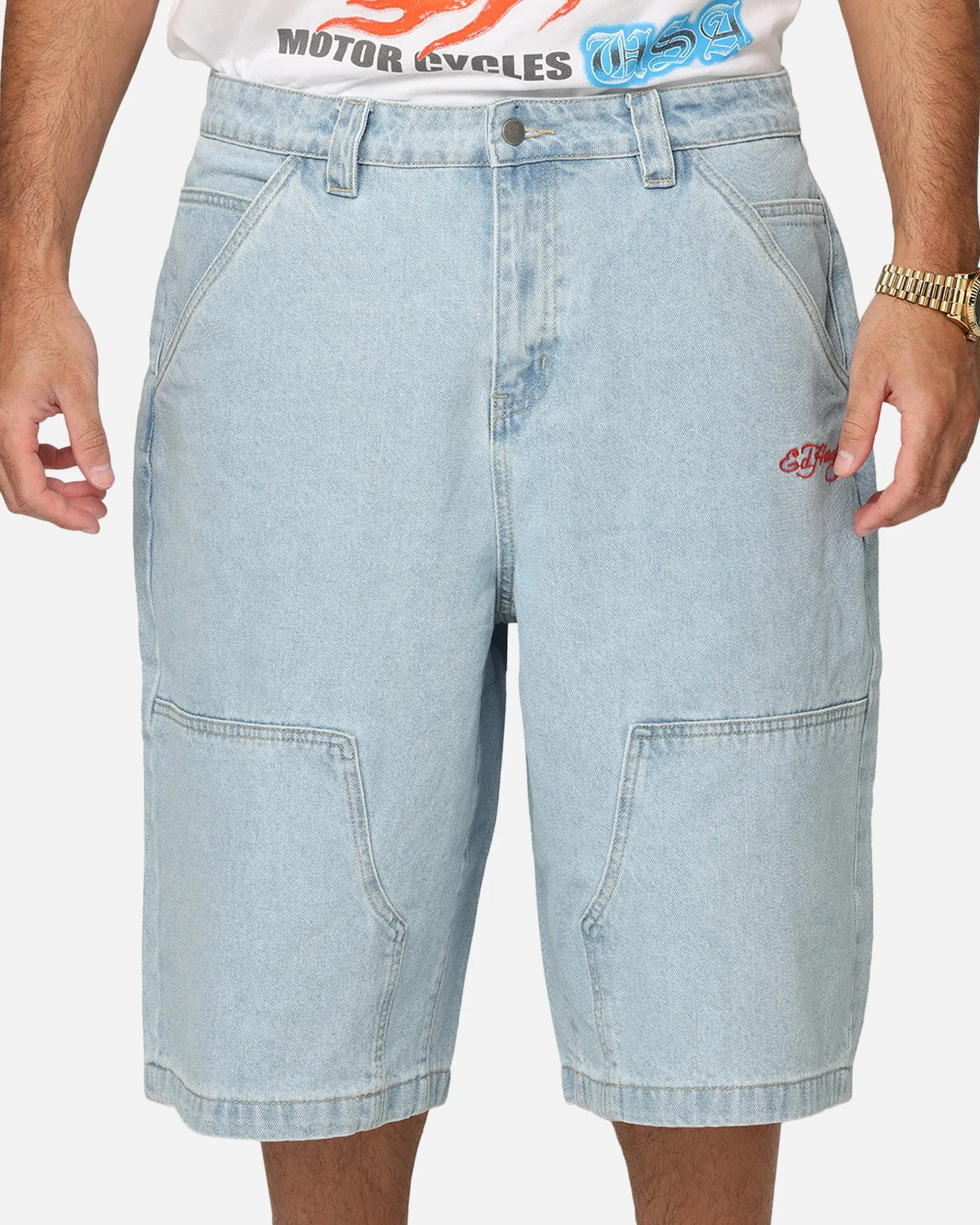 Ed Hardy Dragon Jorts Light Blue