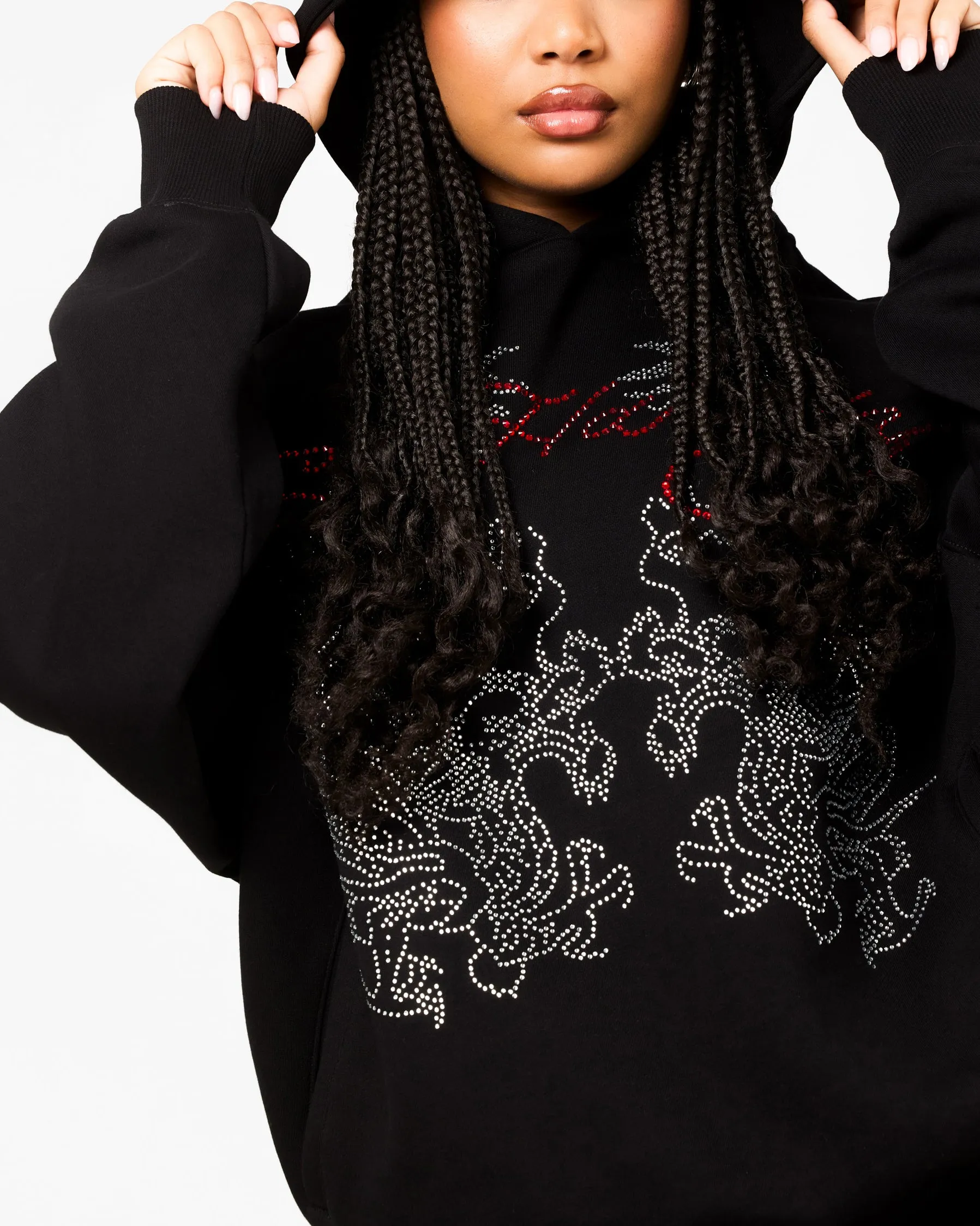 Ed Hardy Rhinestone Dragon Hoodie Black