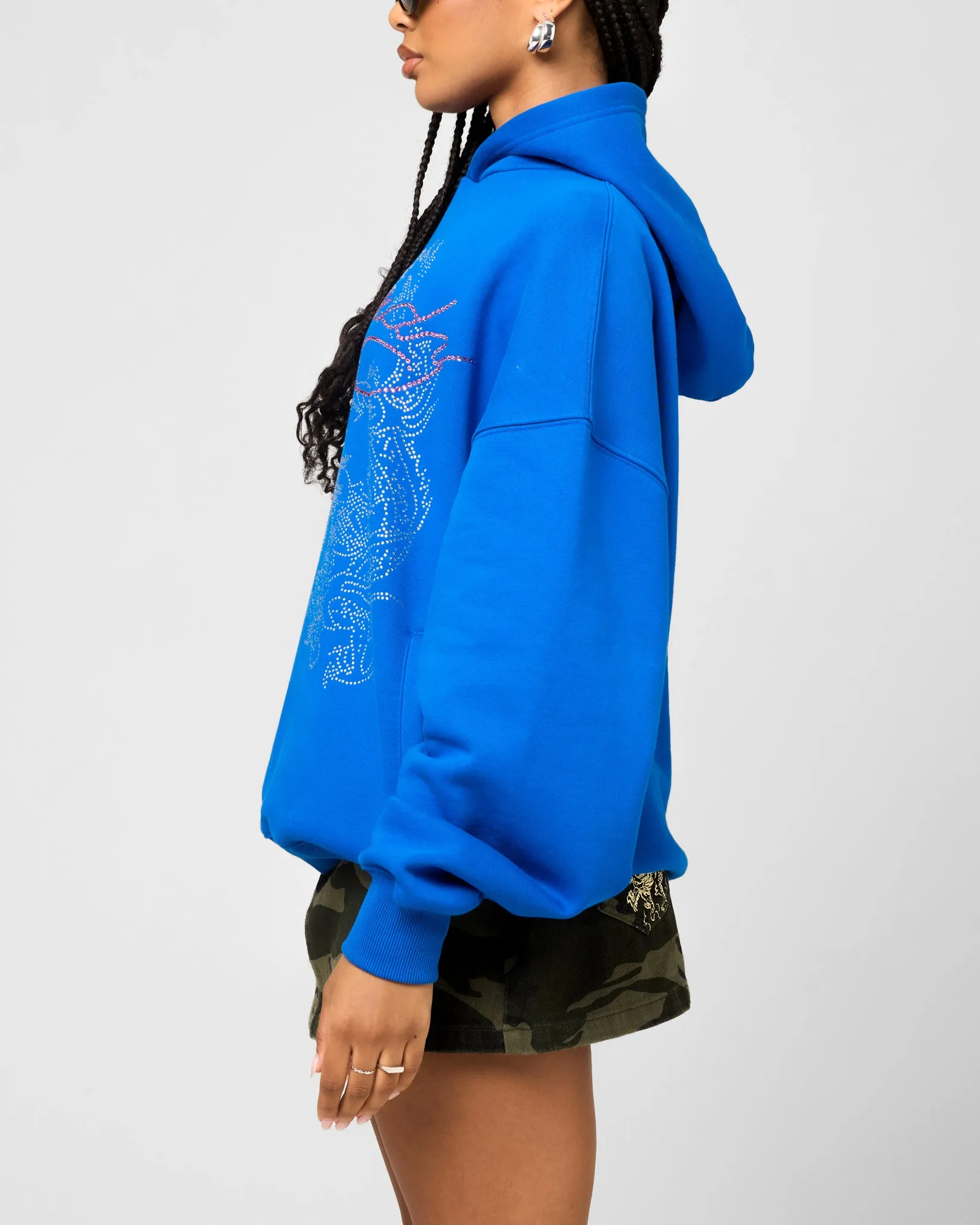 Ed Hardy Rhinestone Dragon Hoodie Blue