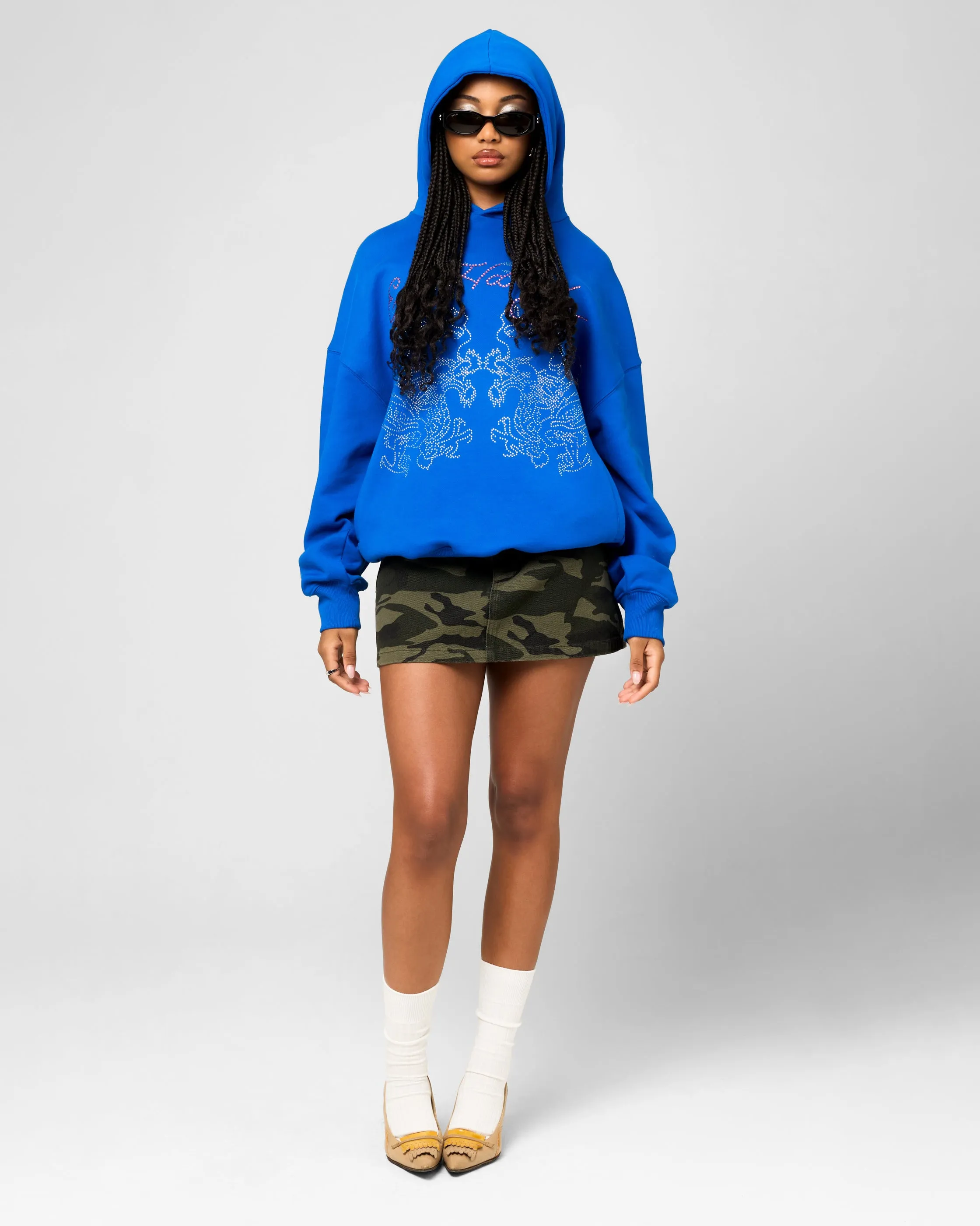 Ed Hardy Rhinestone Dragon Hoodie Blue