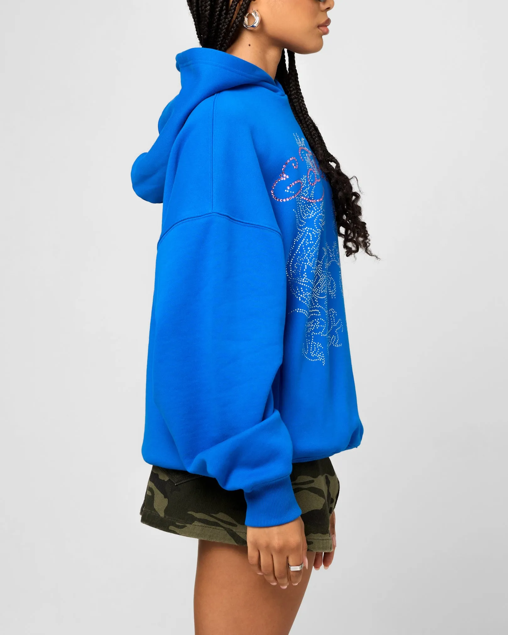 Ed Hardy Rhinestone Dragon Hoodie Blue