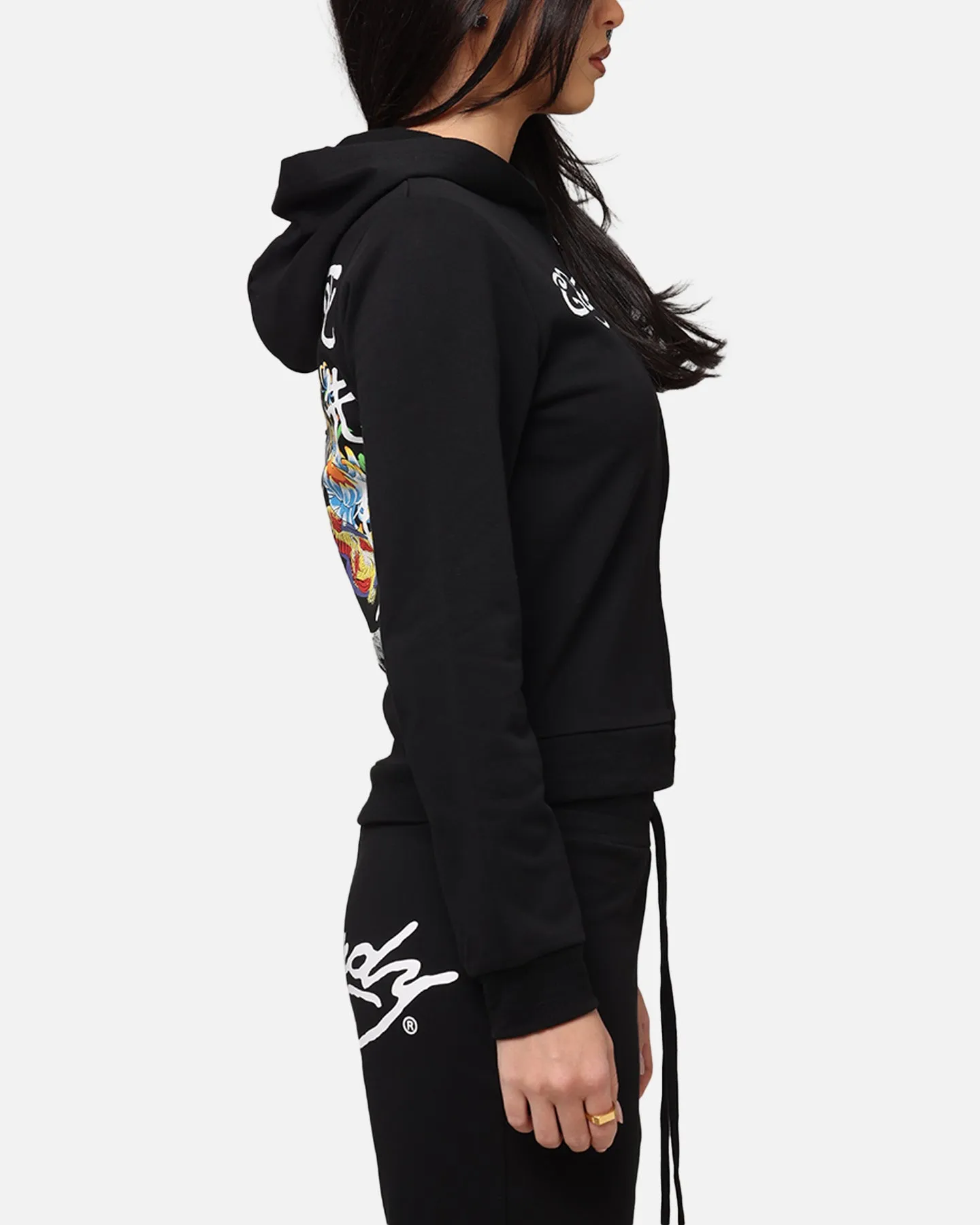 Ed Hardy Women's Flora Zip Hoodie Black