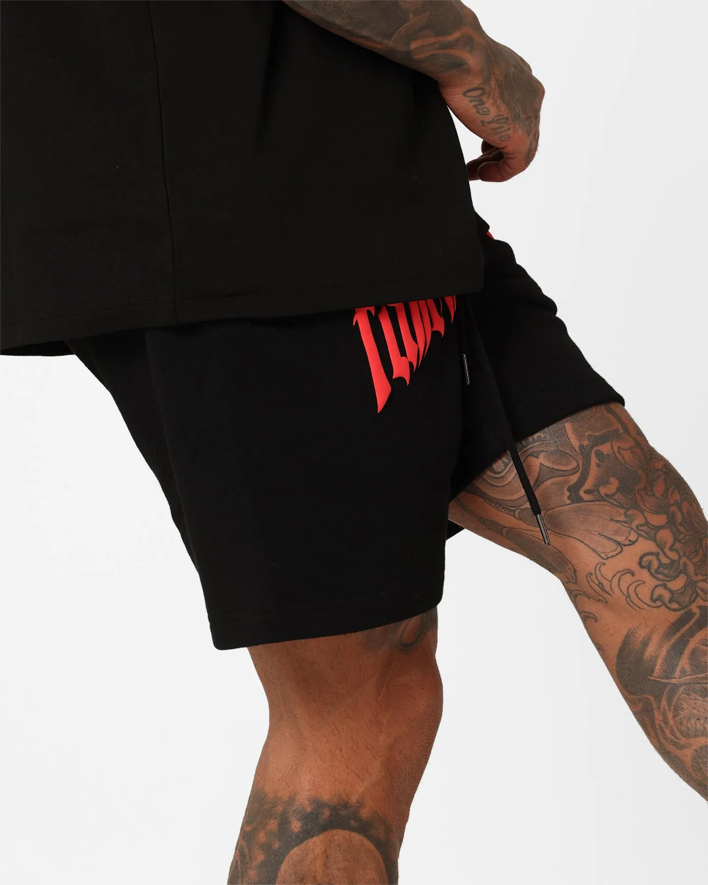 Fallen Breed Puff Logo Zip Sweat Shorts Black/Red
