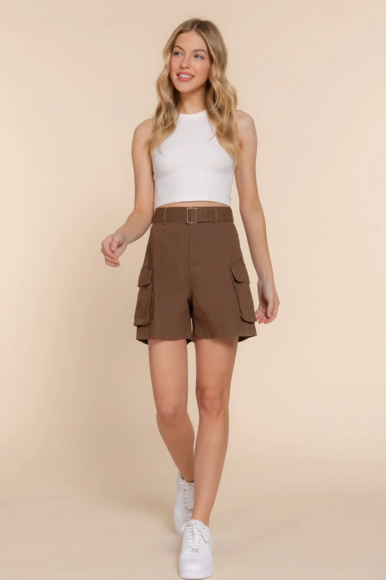 FASHNZFAB Belted Cargo Shorts