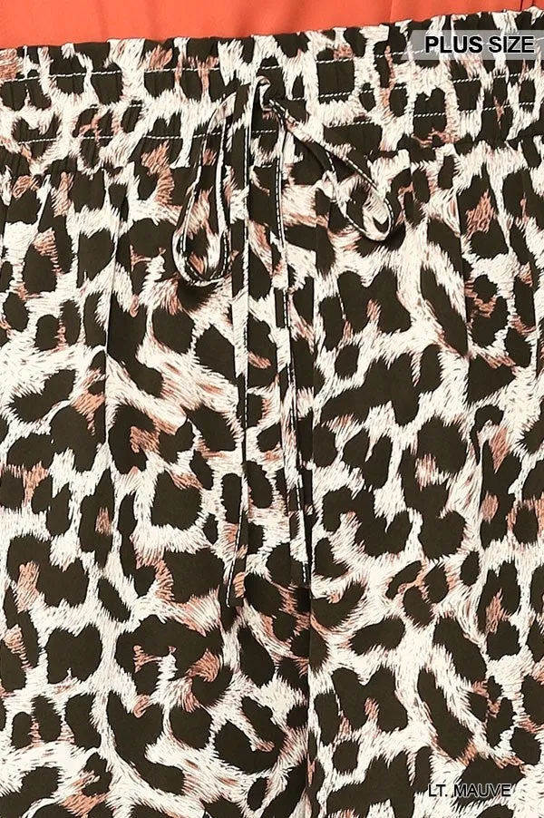 FASHNZFAB Leopard Printed Side Pocket Shorts With Waist Detail