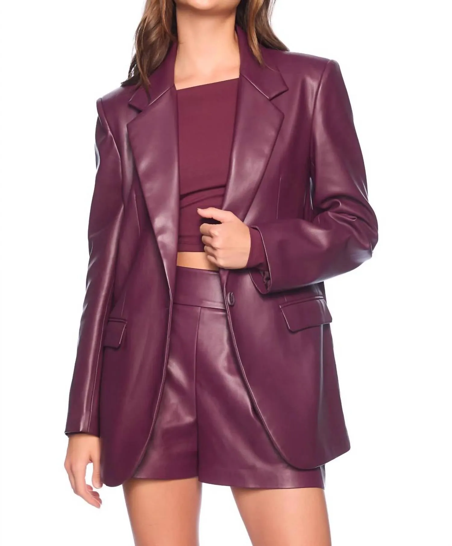 Faux Leather Shorts In Malbec