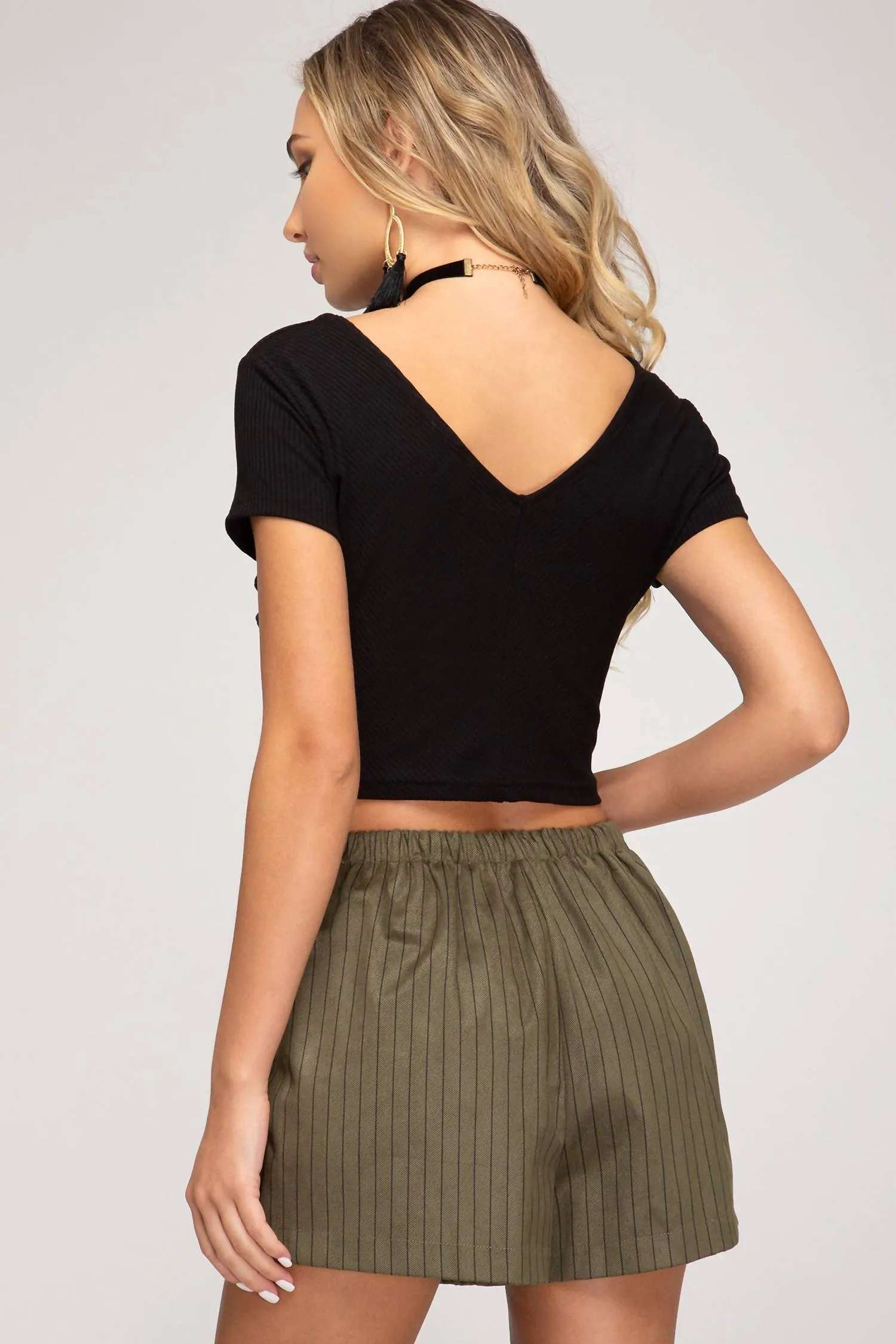 Faux Suede Twill Skort In Olive