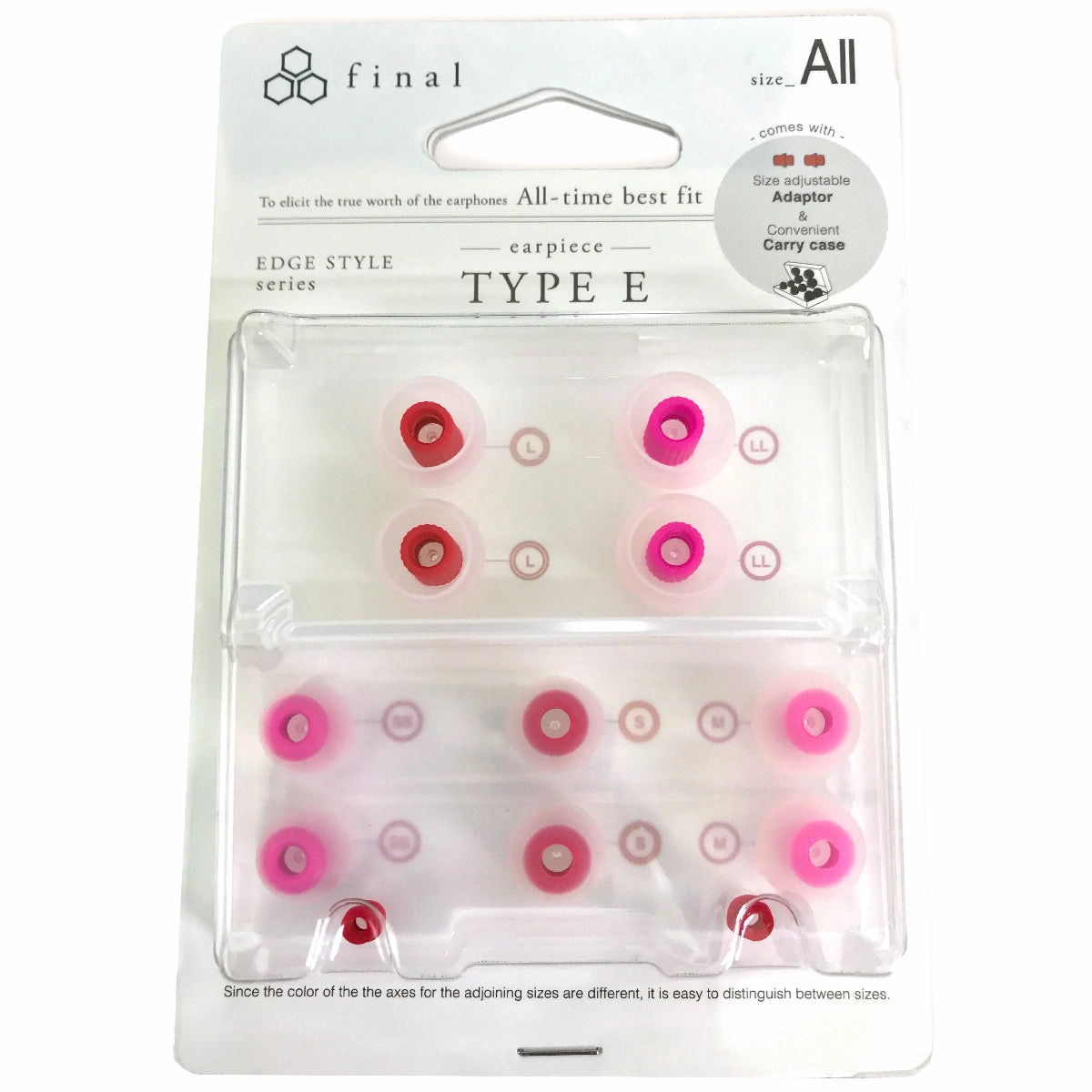 Final Audio Clear/Red Silicon Type E Tips kit with Case and Nozzle Adapter