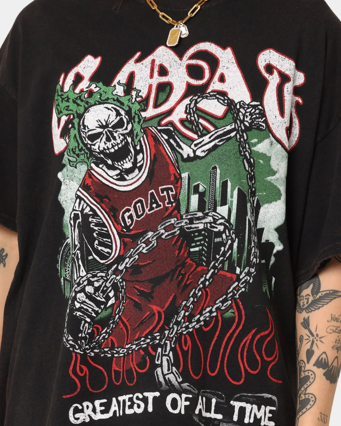Goat Crew Goat Skull Vintage T-Shirt Black Wash