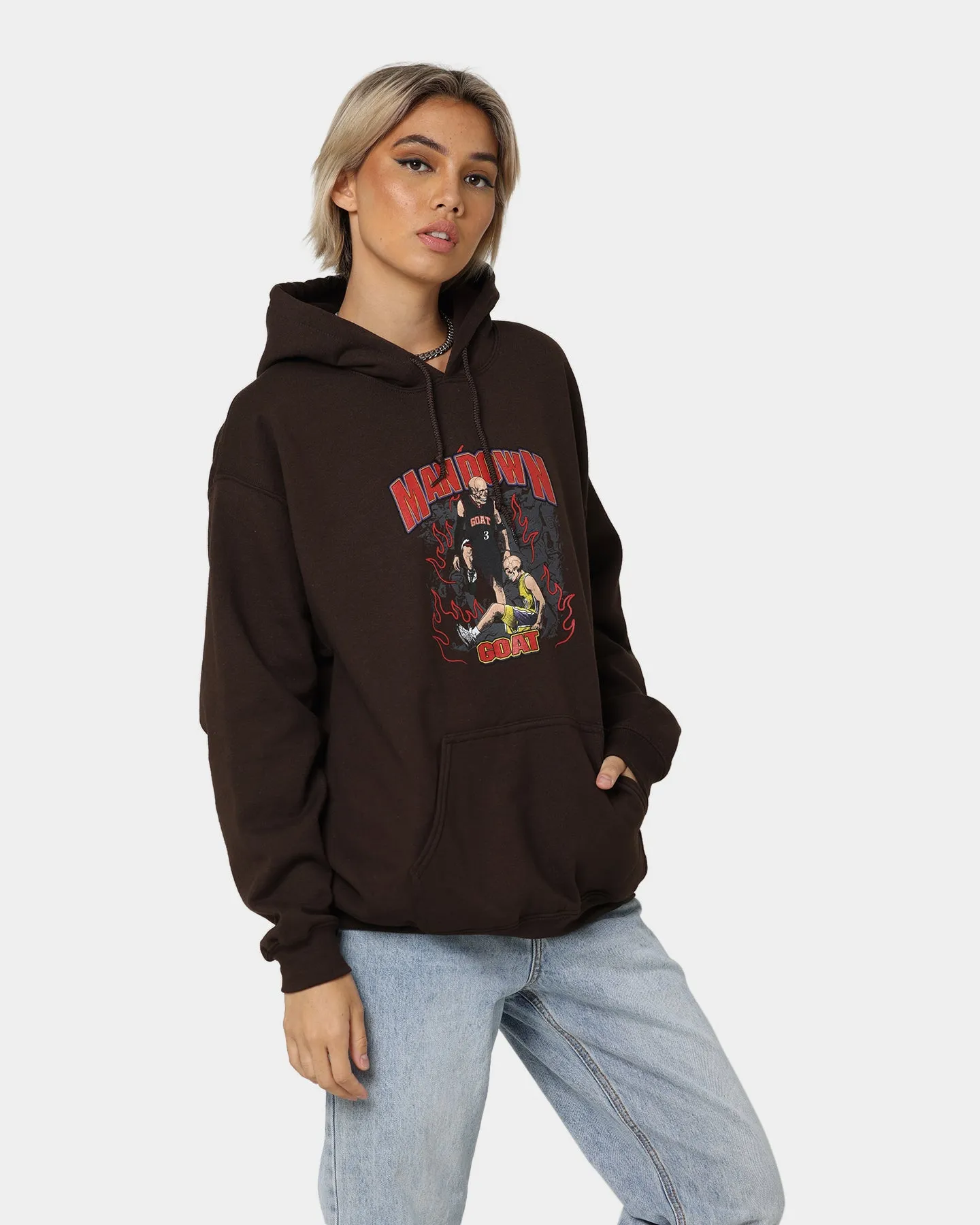 Goat Crew Man Down Hoodie Brown