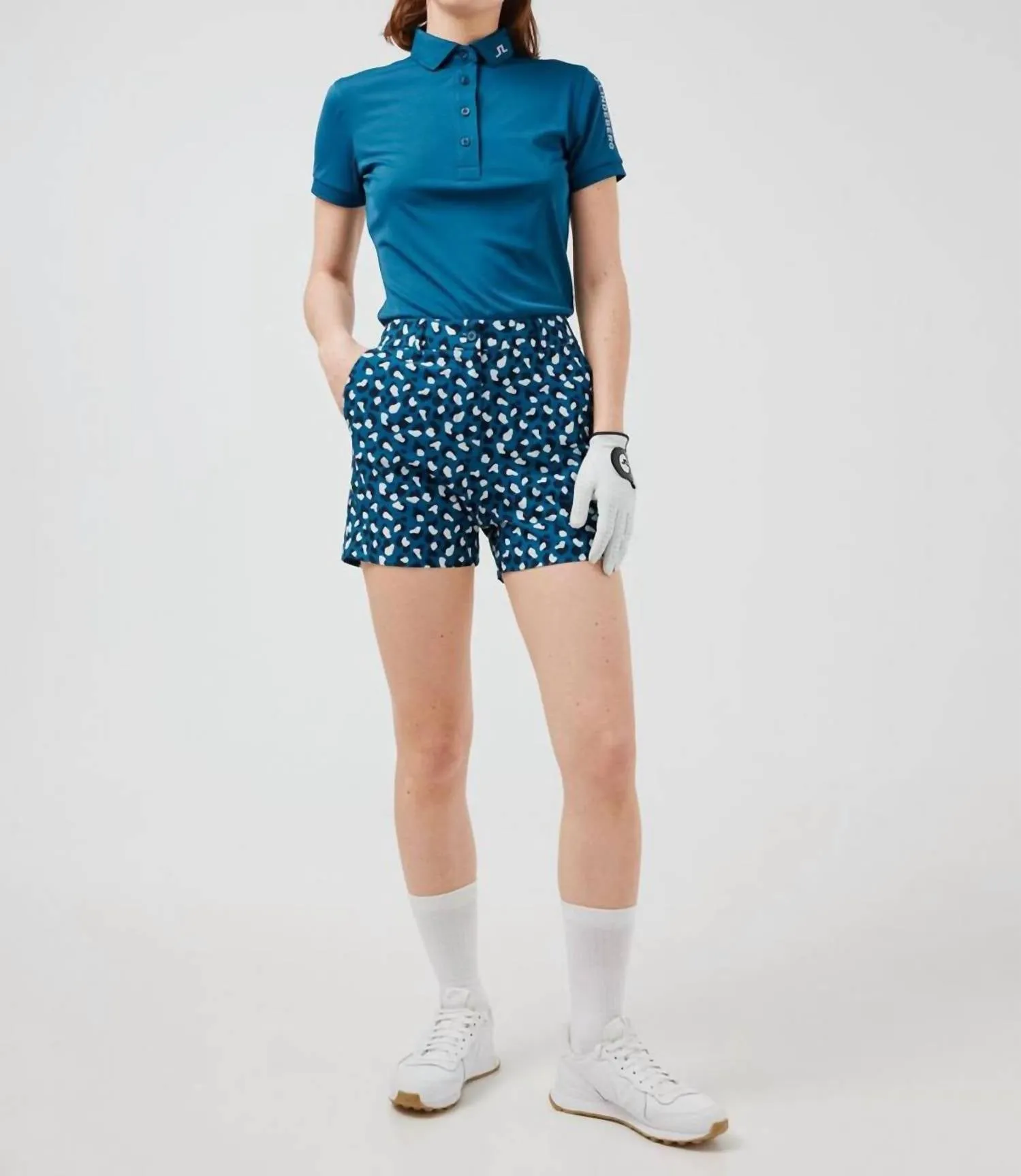 Gwen Printed Golf Short In Moroccan Blue Animal