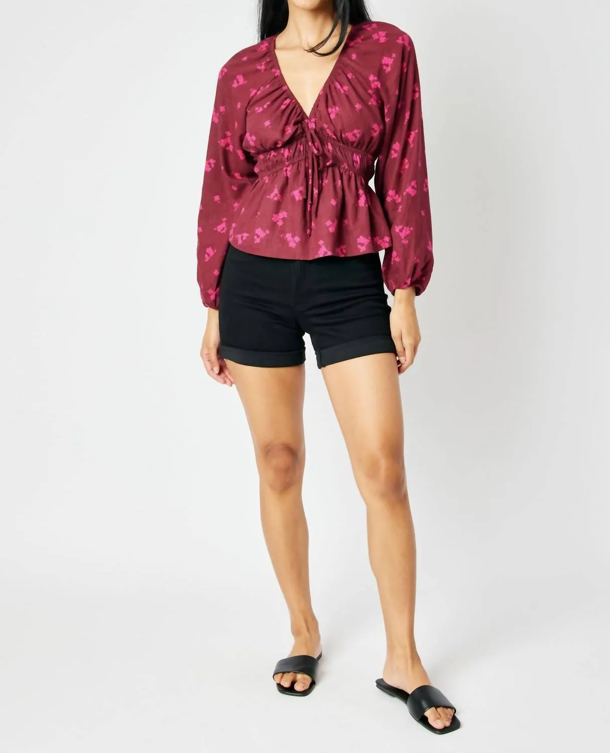 High Waist Tummy Control Cuffed Non Distressed Shorts In Black