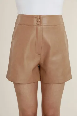 High Waisted Faux Leather Shorts In Copper