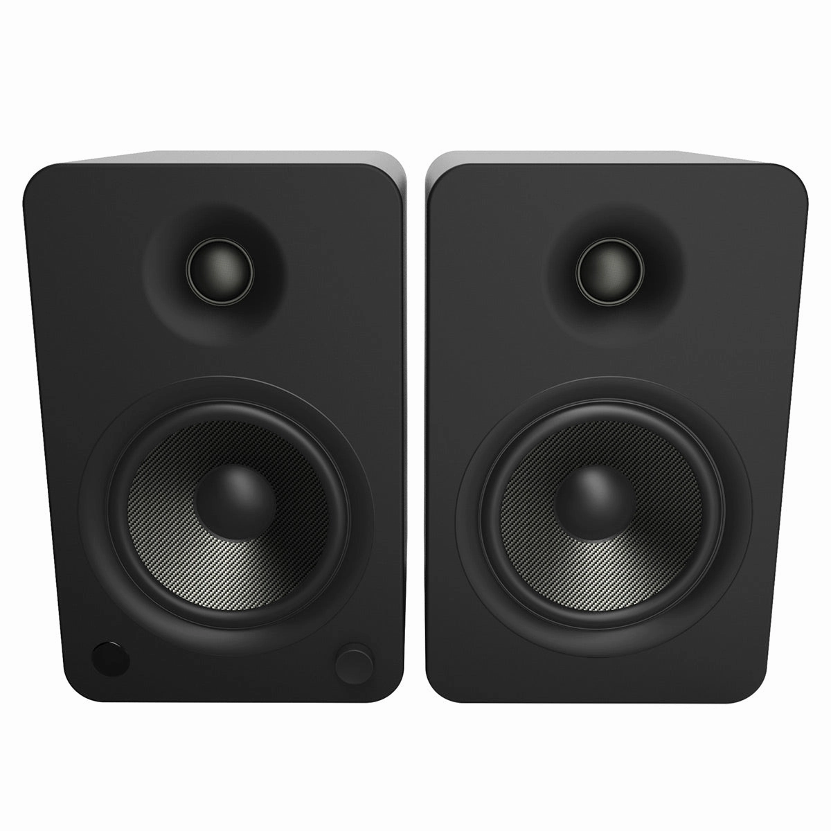 Kanto YU6 Powered Bookshelf Speakers (Matte Black) with SE6 Elevated Desktop Speaker Stands (Black)