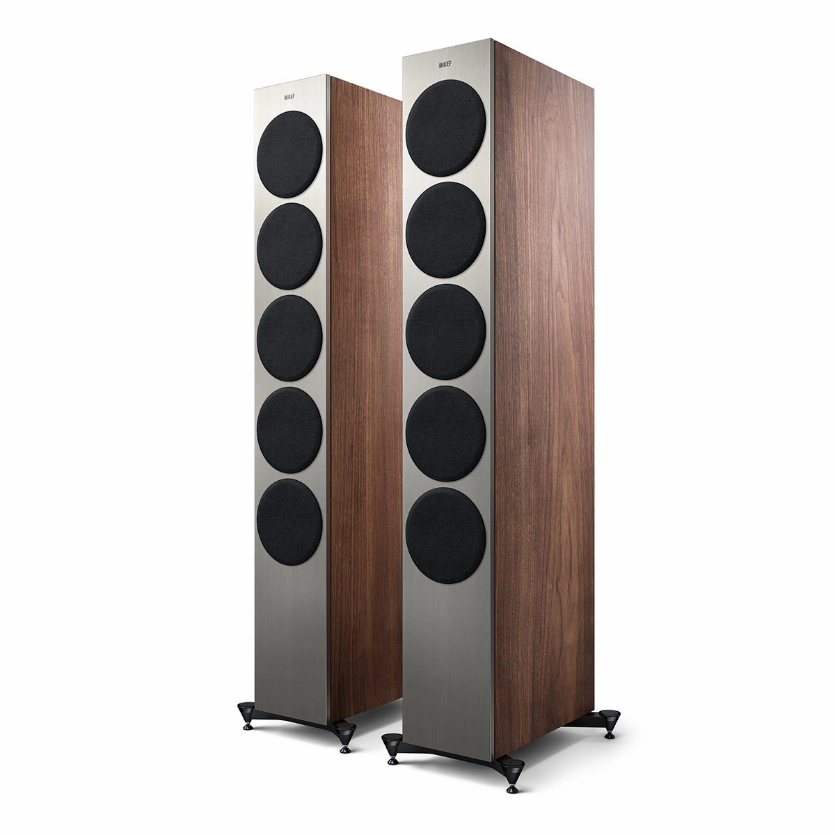 KEF Reference 5 Meta Floorstanding Speaker - Pair (Satin Walnut/Silver)
