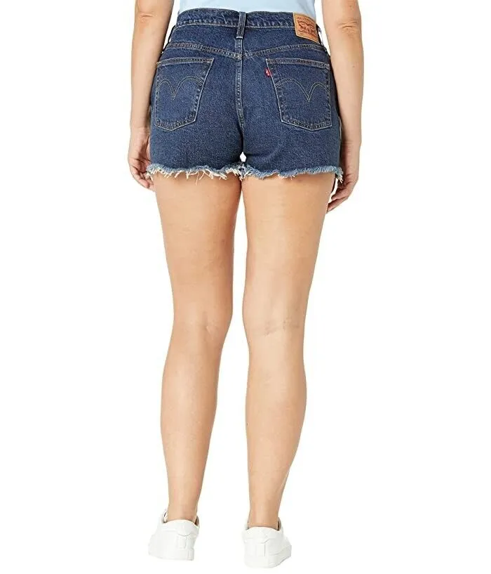 Levi's 501 Shorts Women's 26 Blue Denim Salsa Shaker Raw Hem High-Rise Y2K LOT21 (Blue,Regular,28)