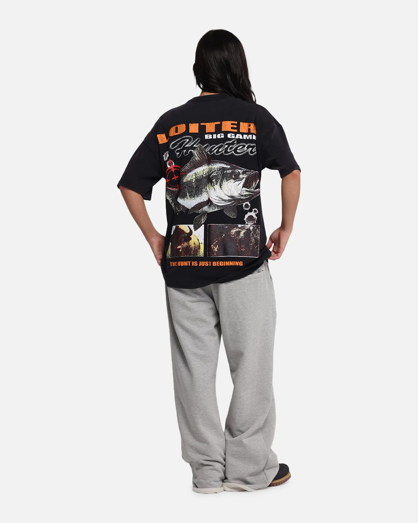 Loiter Big Game T-Shirt Black Acidwash