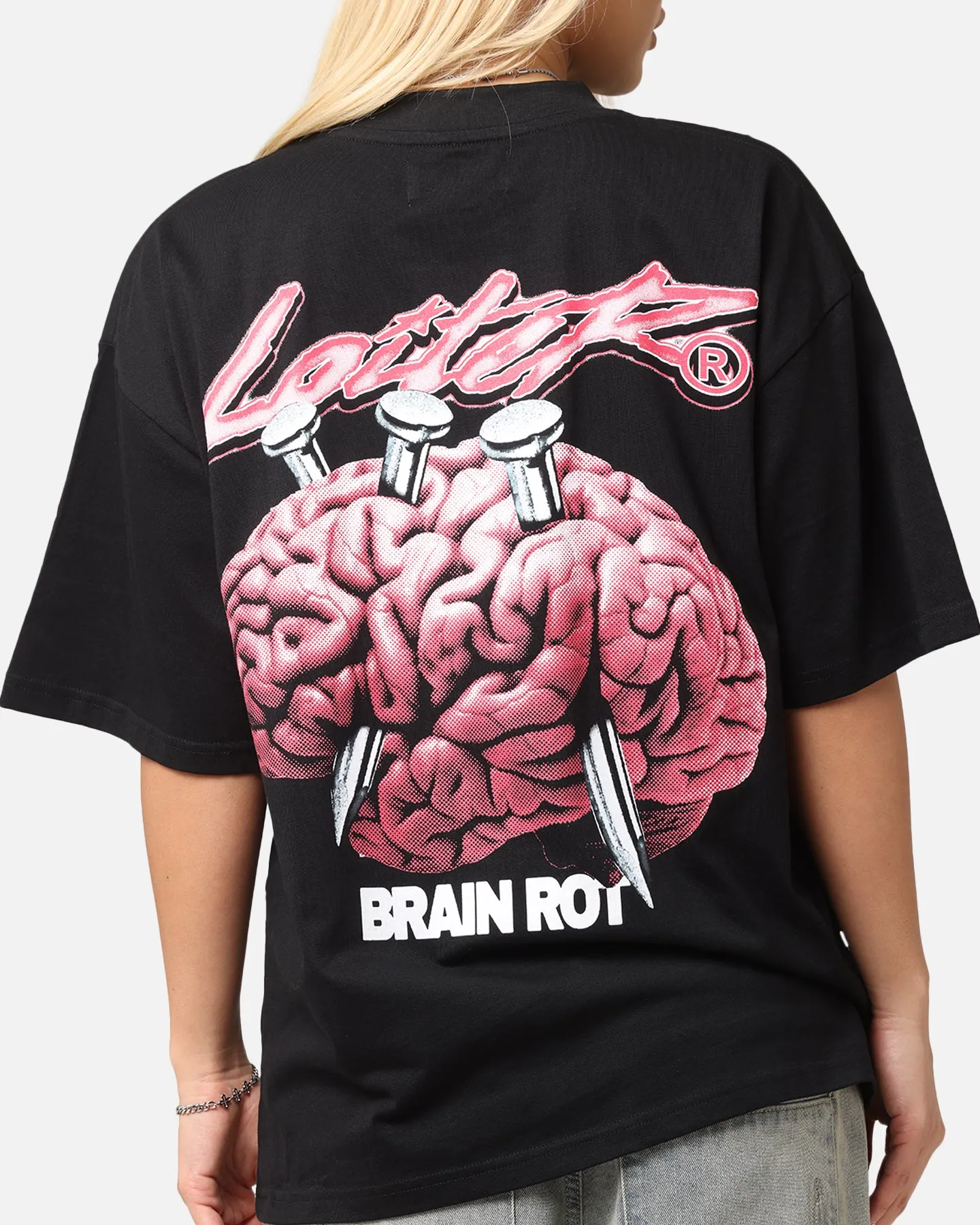Loiter Brain Rot Vintage T-Shirt Black
